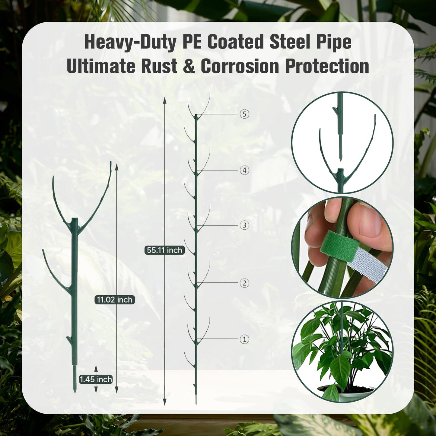 15pcs Adjustable Plant Support Pole, Stackable for Indoorand Outdoor Use, Garden Accessories for Supporting.Monstera and Climbing Potted Plants