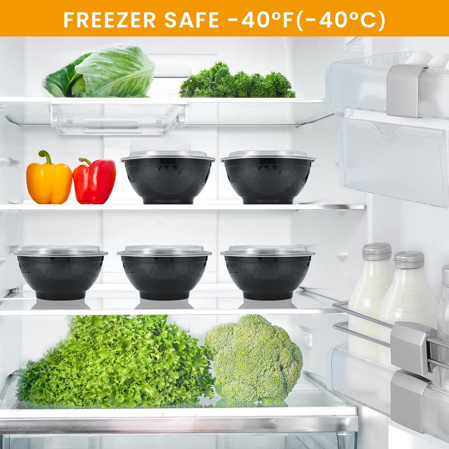 Kitch’nMore 36oz Extra-Thick Meal Prep Bowls with Lids, Plastic Containers with Clear Covers for Noodles, Poke Bowl, Salad, Soup - Freezer, Microwave & Dishwasher-Safe (30Pack)