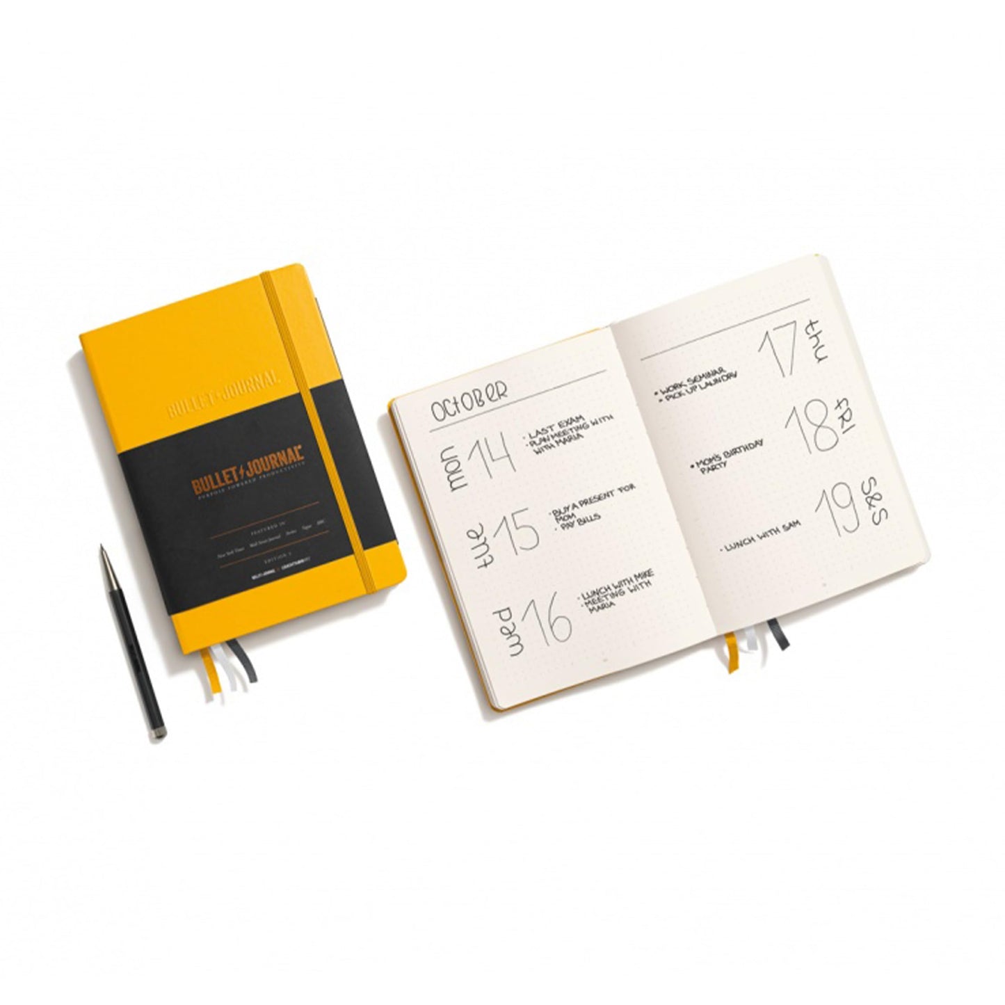 LEUCHTTURM1917 The Official Bullet Journal Edition 2 - Notebook Built for BuJo, Medium A5 204 Pages of 120gsm Paper, With Bujo Pocket Guide (Yellow24)