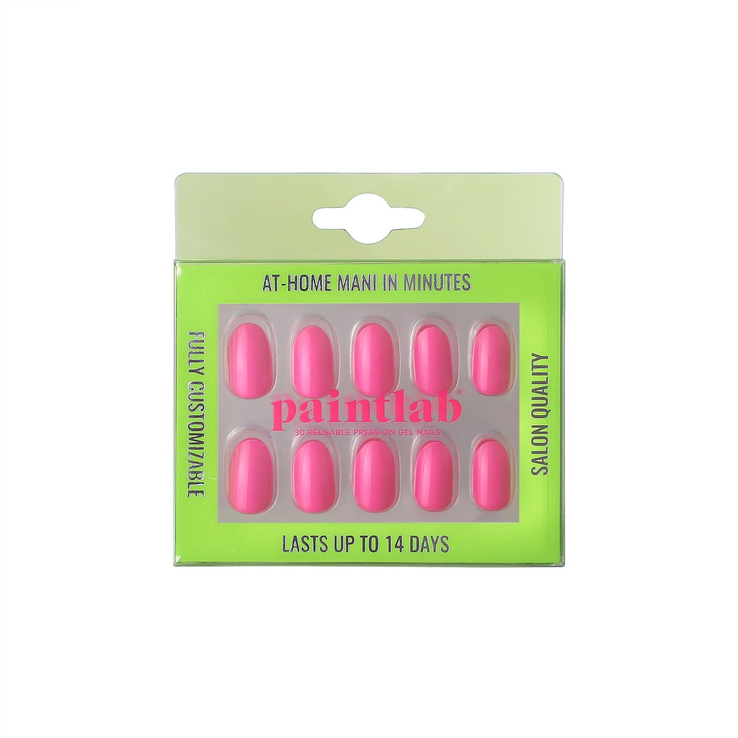 PaintLab Press-On Nails Manicure Kit, Signature Pink, 30-Piece Set, Long-Lasting Fake Nails with Glue, File, Prep Pad & Cuticle Stick