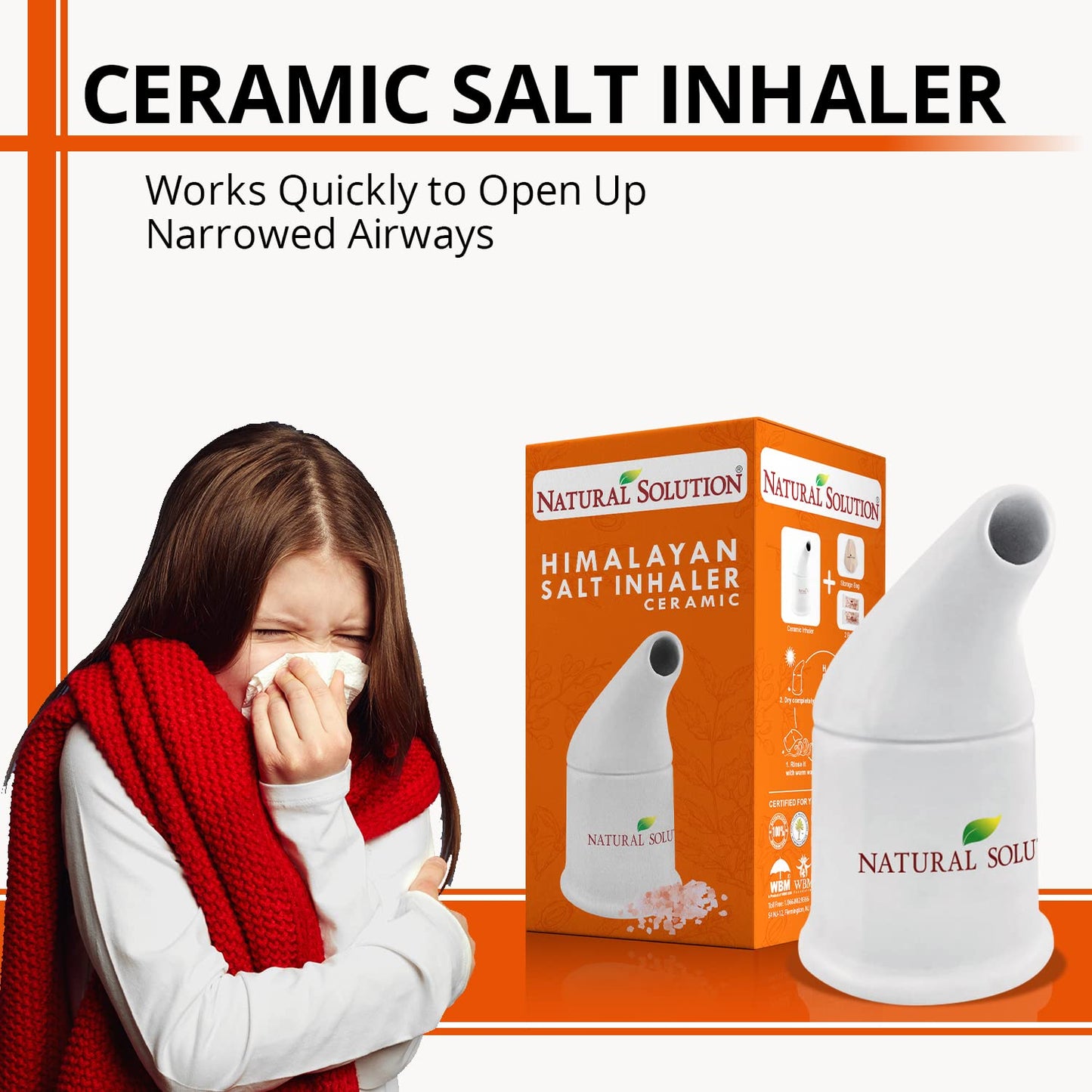 Natural Solution Himalayan Salt Inhaler Ceramic with Himalayan Pink Salt – A Simple and Natural Way to Enjoy a Refreshing and Soothing Salt Air Experience