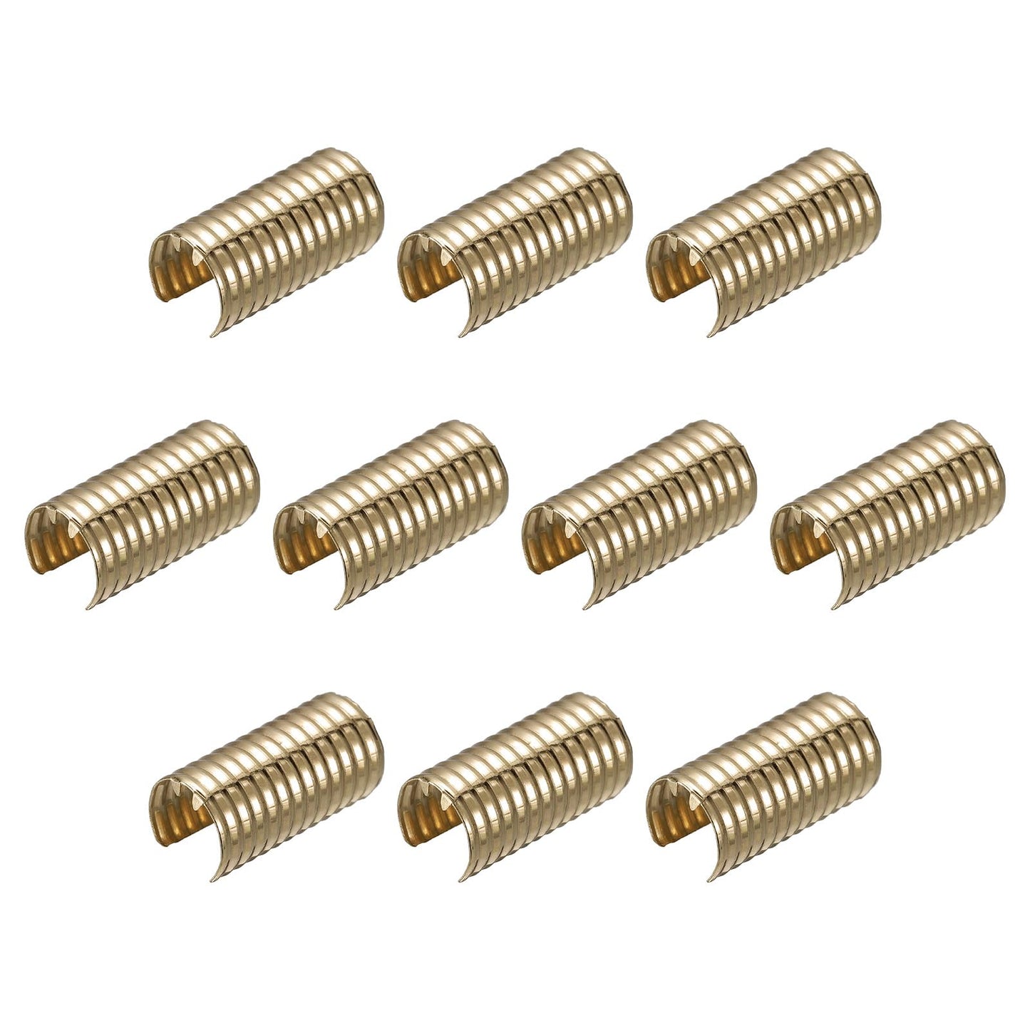 uxcell Leather Rope Clip, 100Pcs Cylindrical Crimping Cord Crimps Foldable String Leather Cord Fastener for DIY Lanyard, Tassel, Jewelry Making, Golden