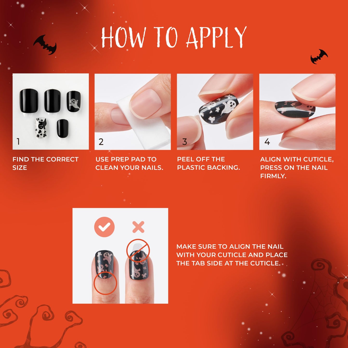 KISS imPRESS Halloween Press On Nails Almond, ‘Drop-dead Gorg’, White, Medium, Glossy Finish, No Glue, Glow-In-The-Dark, Includes Prep Pad, Mini Nail File, Manicure Stick & 30 Fake Nails