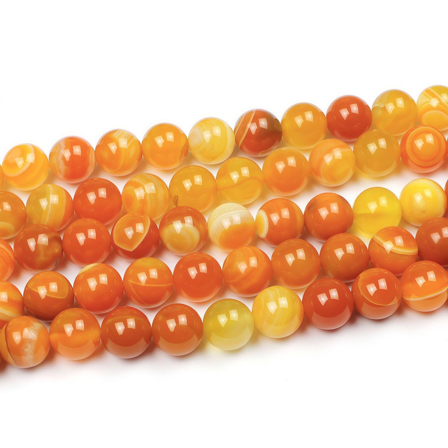 MJDCB Natural Stone Beads Orange Stripe Agate Round Loose Beads for Jewelry Making DIY Bracelet Necklace (8mm)