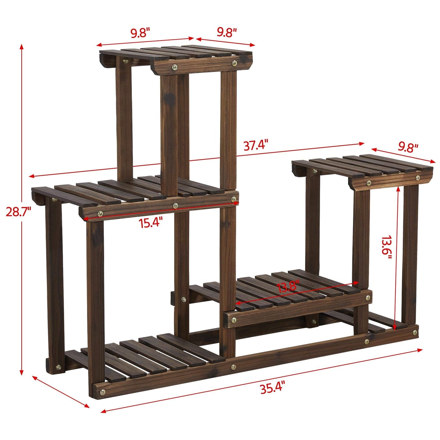 Yaheetech Plant Stands for Multiple Plants Wooden Plant Shelf Indoor Outdoor Flower Display Rack Shelf Plant Holder Multi Layer Unit for Garden/Balcony/Patio/Living Room 4 Tier 8 Pots 2PCS