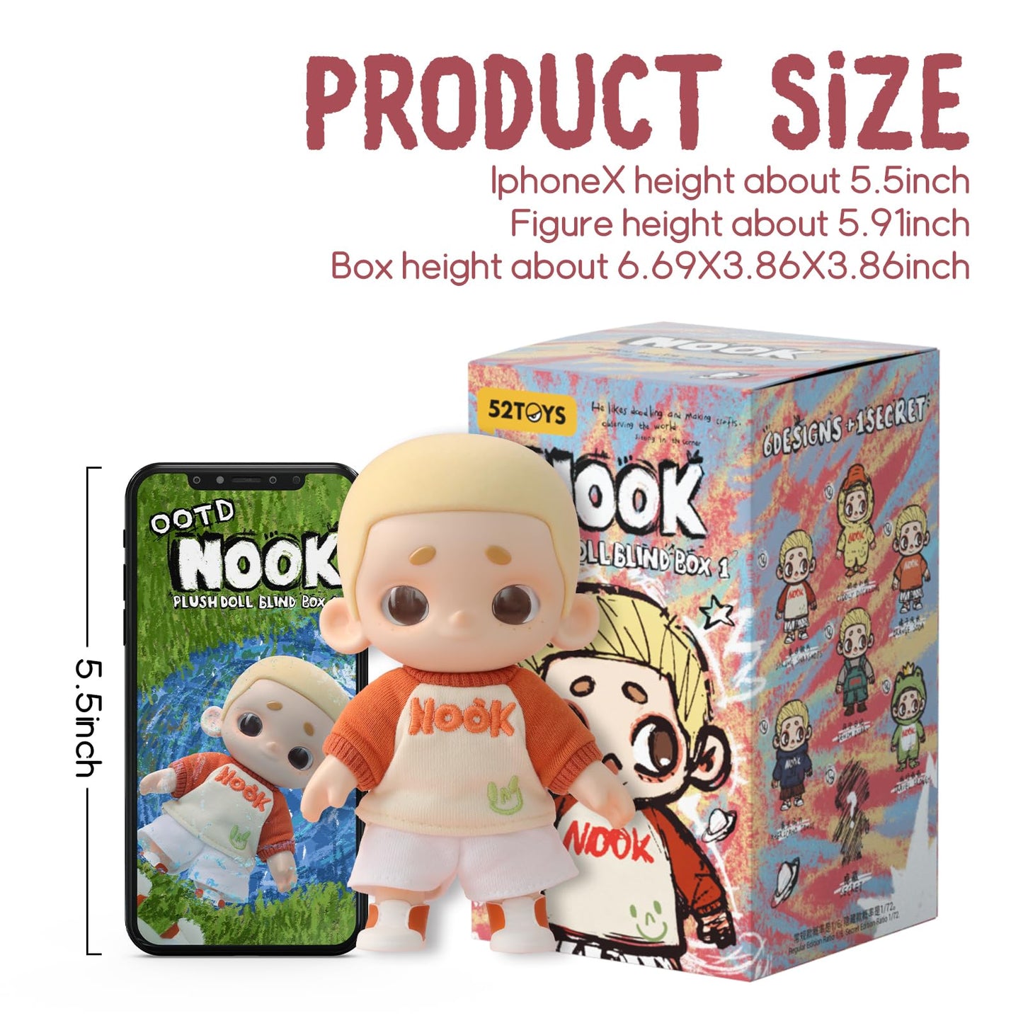 52TOYS Nook Plush Doll Vinyl Doll Blind Box Collectible Toy- 5.91inch Action Figure with Soft Touch, Movable Joints, Perfect for Home Decor & Gifts