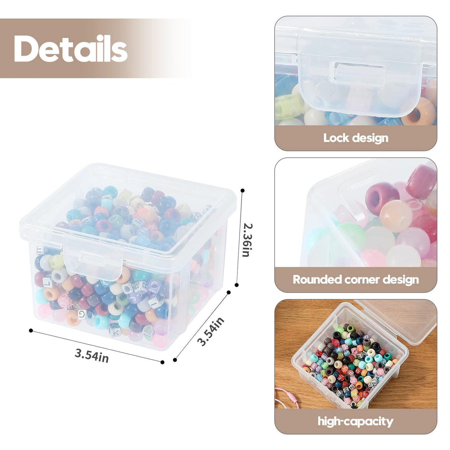 Swuj 10-Pack Small Plastic Containers with Lids, Clear Stackable Storage Boxes & Bins Organizer for Bead Organizer, Craft Storage, Stickers, Jewelry & Small Items – Square Small