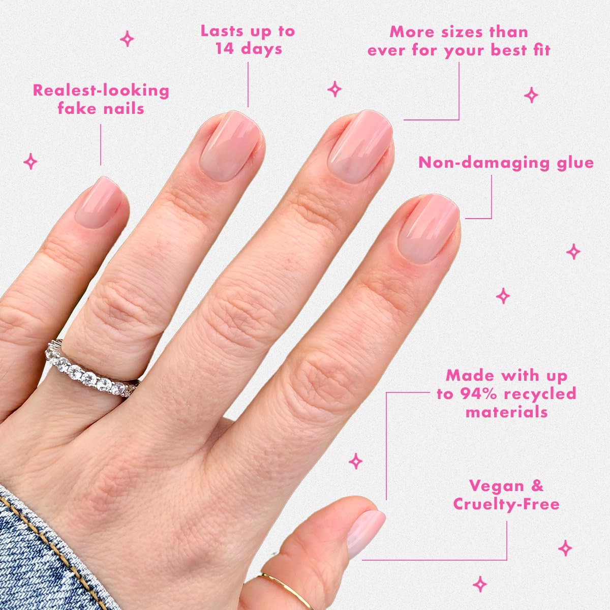 Olive & June Minimalist Instant Mani Press On Nails (Glue) | 42 Fake Nails, 21 Sizes | Non-Toxic, Long-Lasting Barely-There Look | Salon-Quality at Home | Extra Short, Squoval | HZ Syrup Gradient