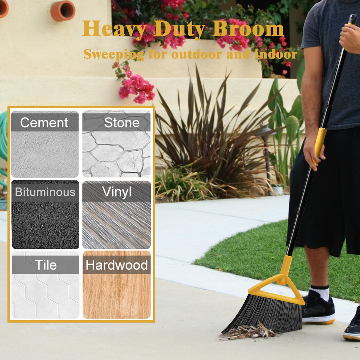 Heavy Duty Broom Outdoor and Indoor (2 Count)