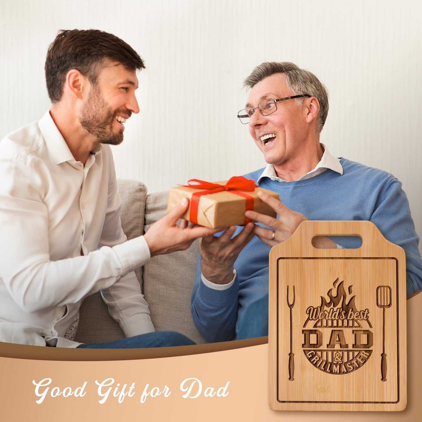 AceThrills Dad Gift for Dad Birthday Gift Who Wants Nothing from Daughter Son - Engraved Bamboo Cutting Board 12.3"L x 8.7"W x 0.4"Th