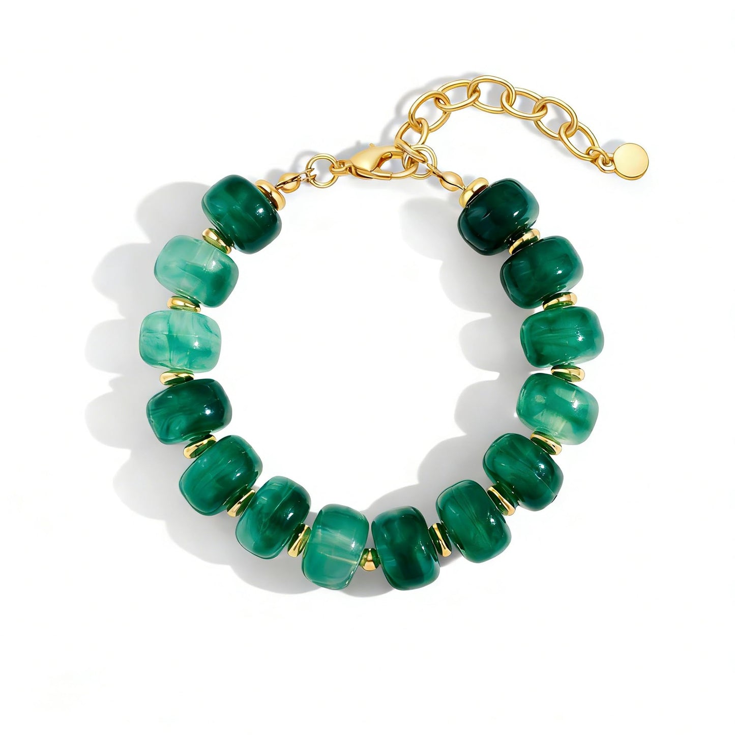 ENSKEFEN Green Beaded Bracelets for Women Trendy Chunky Statement Bracelet Adjustable Acrylic Resin Large Beads Bangle Bracelet Summer Boho Jewelry