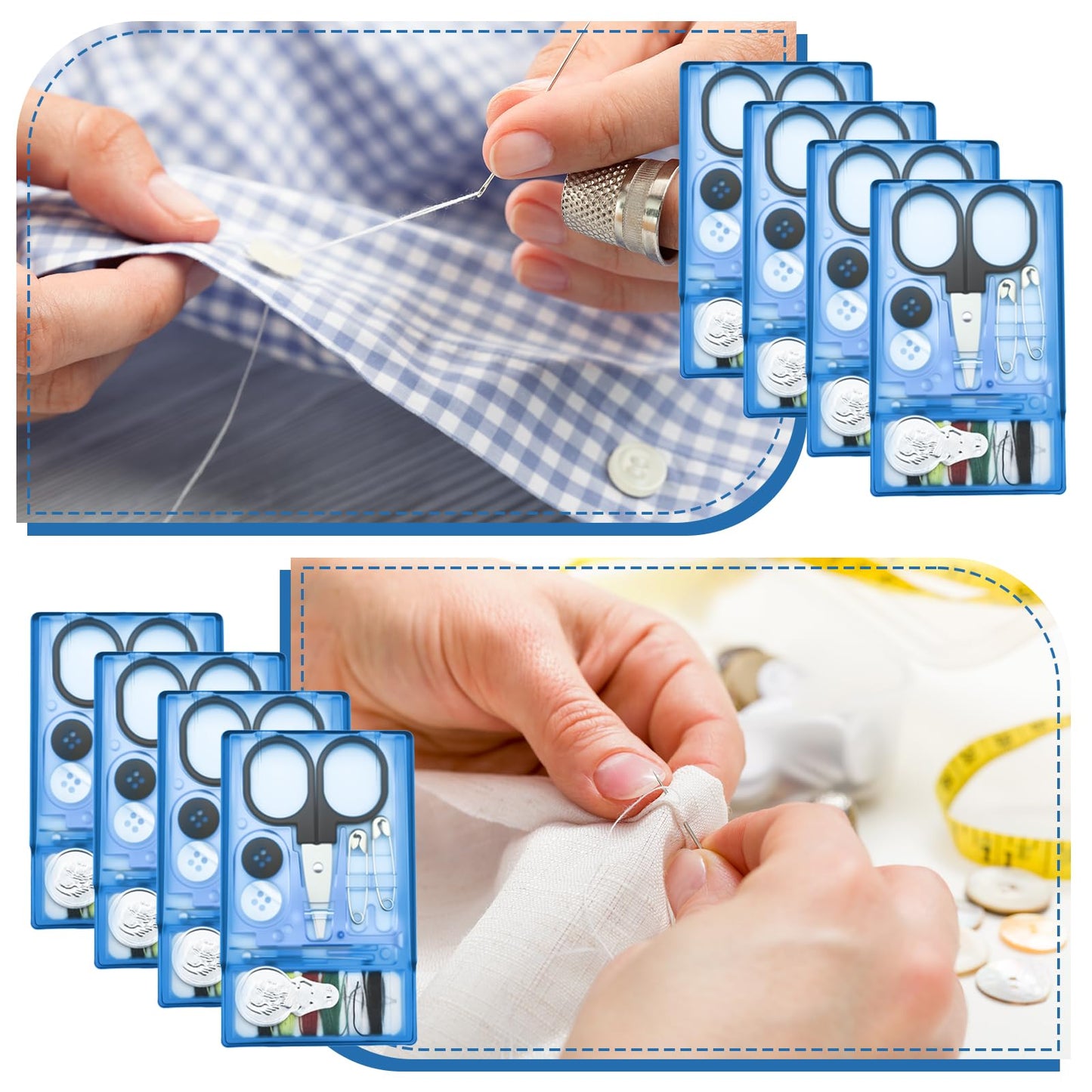 25 Boxes Mini Travel Sewing Kit Quick Fix Sewing Kits Bulk Basic Portable Pre Threaded Needle Emergency Repair Tool for Christmas Gifts Beginner Traveler Home Hotel (Blue)