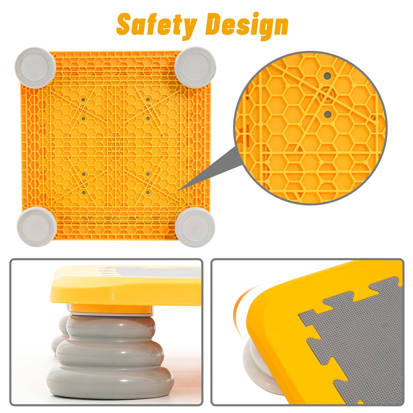 KreyNa Mini Trampoline for Kids, 25 Inch Sensory Trampoline Bouncing Board with Non-Slip Base, Balance and Bounce Jumping Toy Gift for 3-12 Boys & Girls, Yellow