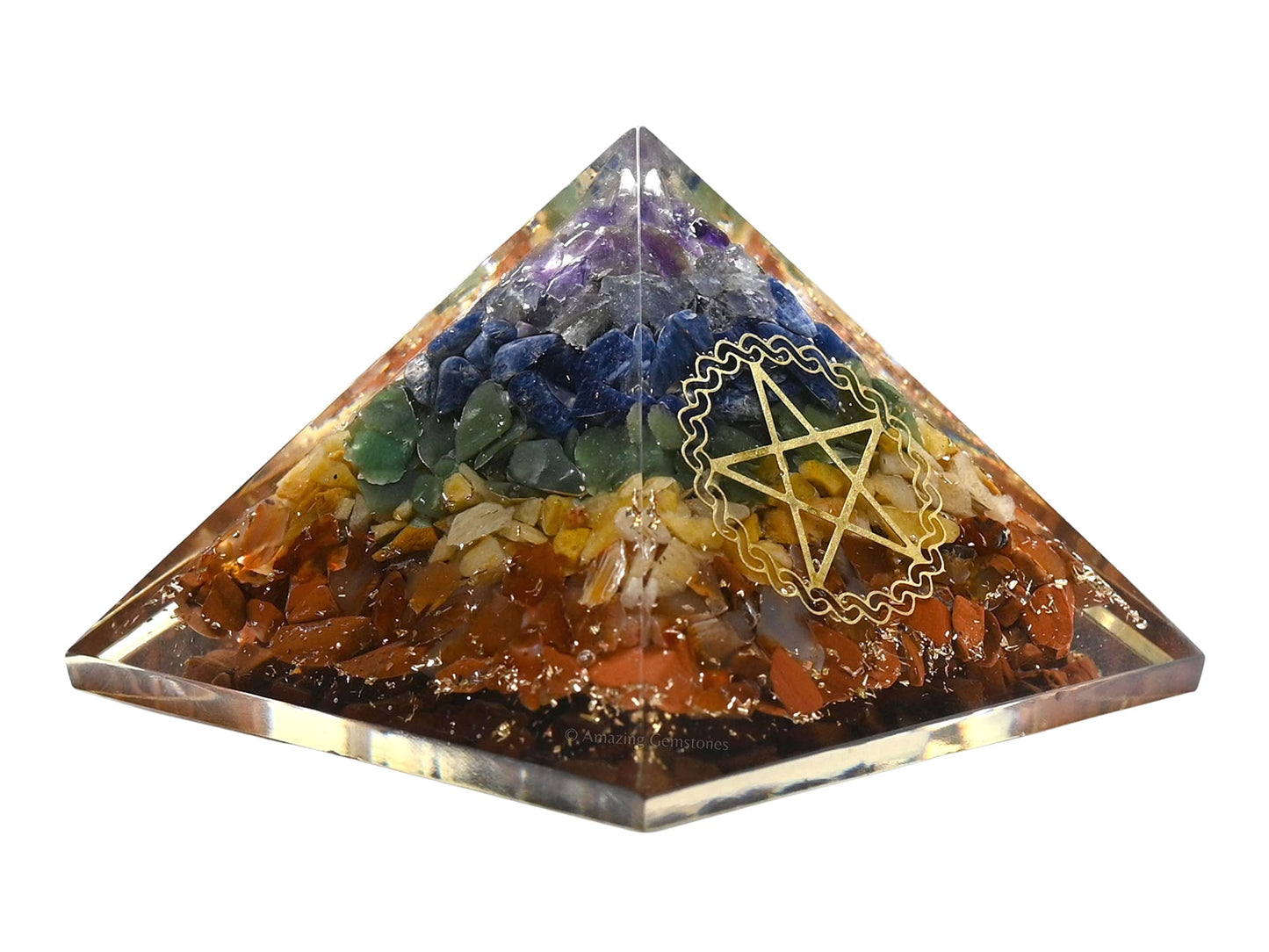 Amazing Gemstone Large Orgone Pyramid | Natural Chakra Pyramid Crystal | Pentacle Orgonite Pyramid | Organ Pyramids Positive Energy Healing