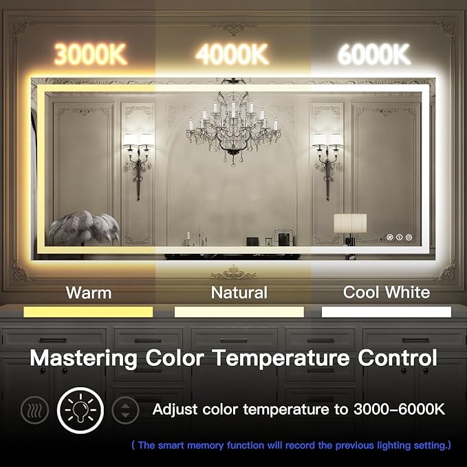 ISKM 40'' x 30'' LED Mirror for Bathroom Lighted Vanity Mirror for Wall Front Lights + Backlit LED Bathroom Mirror Anti-Fog Tempered Glass ETL Listed