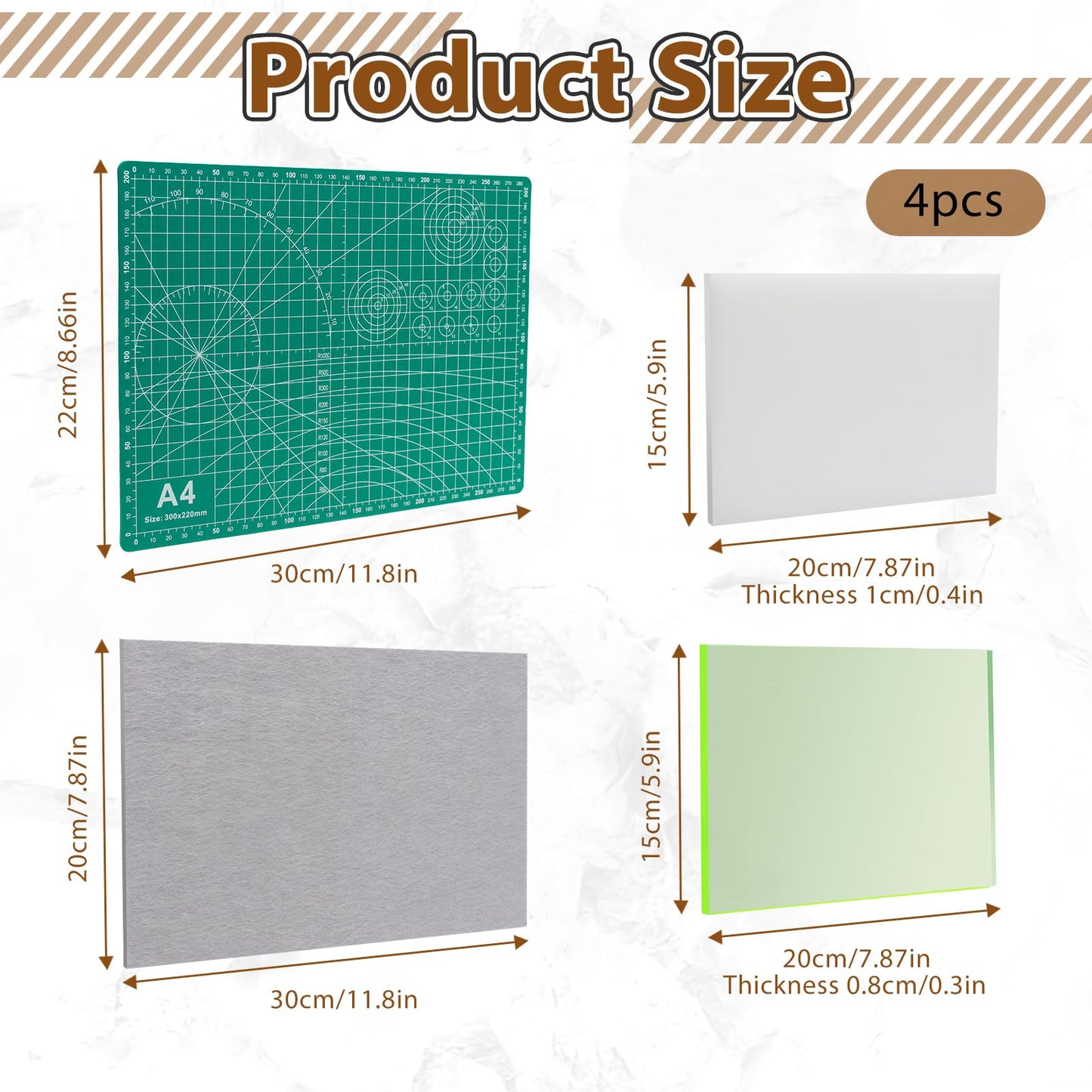 Auniwaig 4 PCS Leather Punch Pads Cutting Mat, Sound Absorbing Pad and A4 Self Healing Cutting Mat, Rubber Mute Board Punching Stamping Tools for Cutting Hole DIY Craft