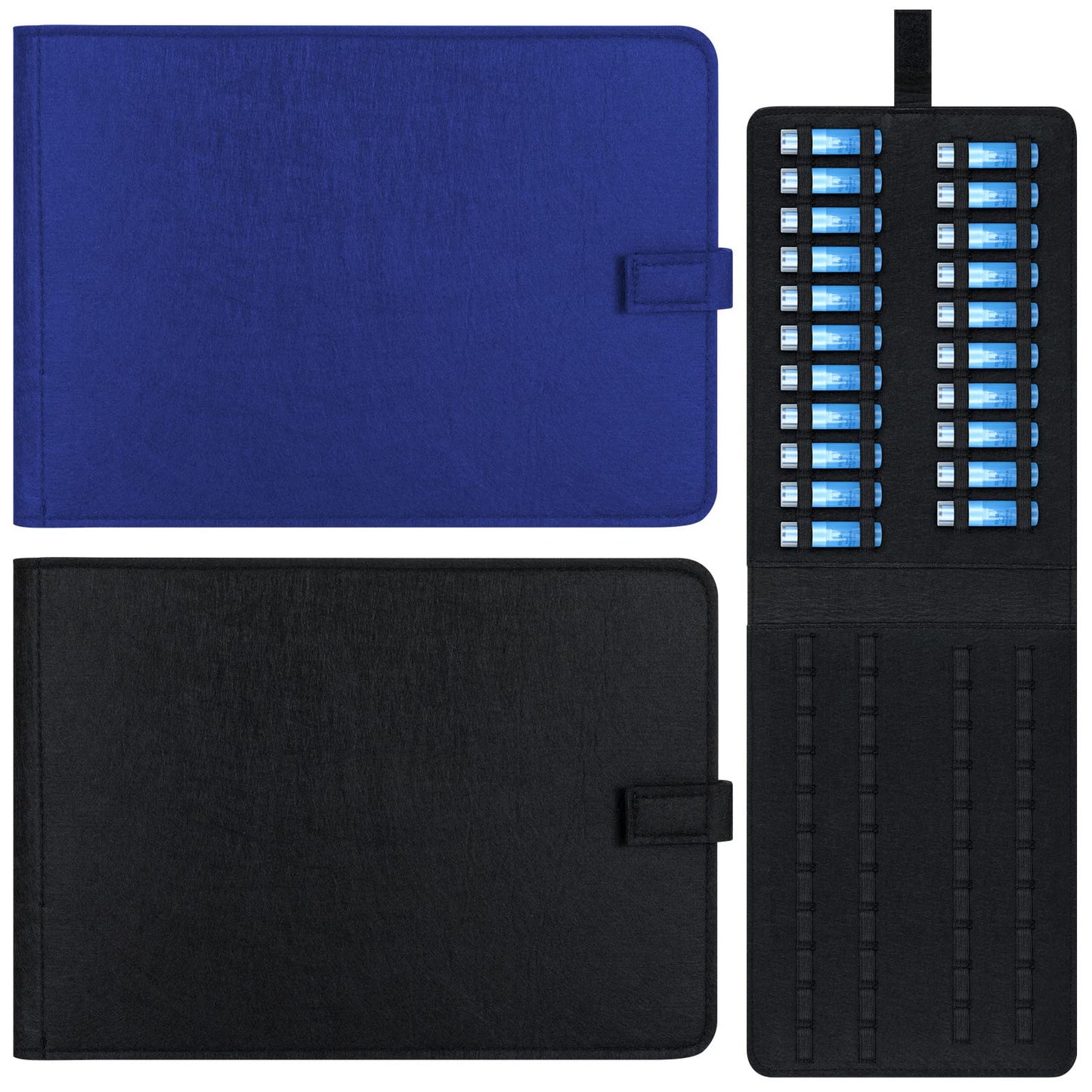 Eaasty 2 Pack Homeopathy Organizer Box Foldable Case Homeopathy Kit Storage Pouch Organizer Case Box Kit for 84 Tubes Home Travel Use, Black and Blue