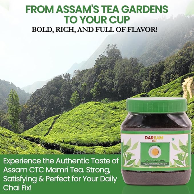 Darsam CTC Black Tea from Assam– 8.8oz (250g), Bold & Full-Bodied Loose Leaf Chai Tea, Perfect for Traditional Chai, Iced Tea & Kombucha, Single-Origin Assam Tea, Shipped Straight from the Estates, Packed in Airtight PET Jar for Freshness