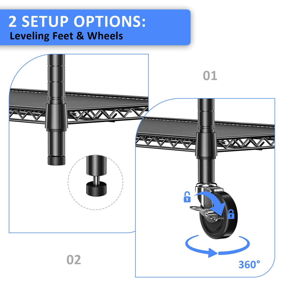 Black Storage Wire Rack Shelf