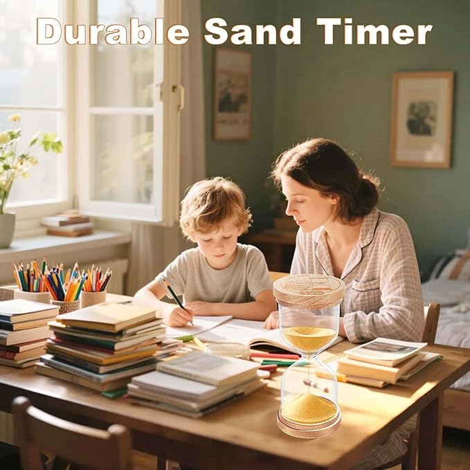 30 Minute Sand Timer Hourglass:Small Wooden Sand Clock,Gold Sand Watch,Hour Glass Sandglass for Classroom,Home,Games (Gold)
