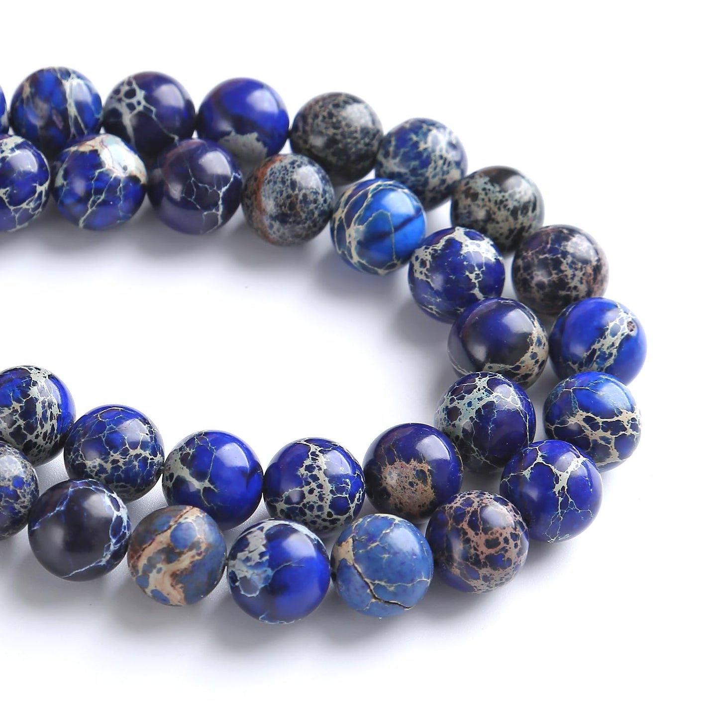 6MM 60PCS Natural Stone Blue Sea Sediment Jasper Loose Beads for Jewelry Making DIY Bracelet
