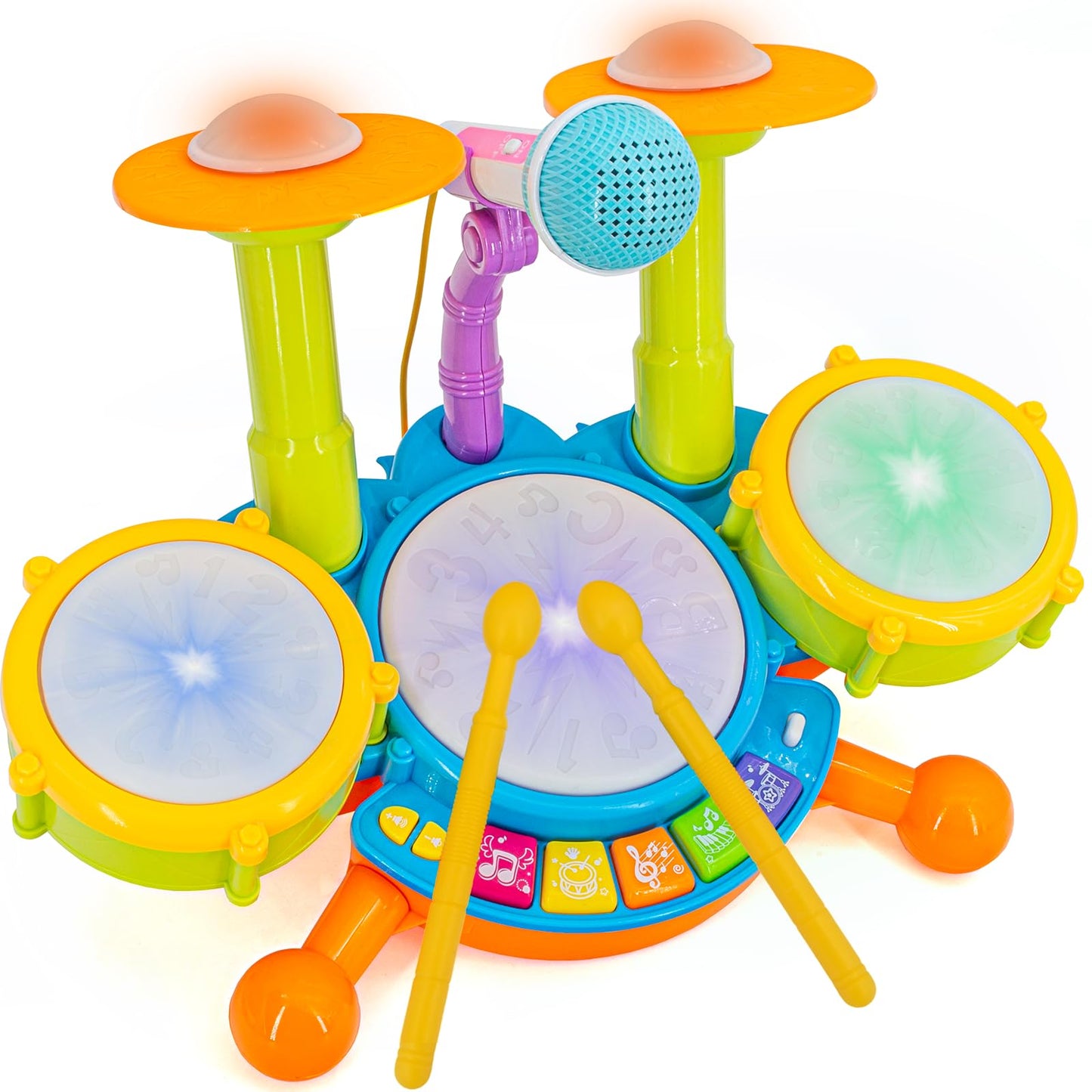 Drum Set for Toddlers, Kids Musical Instruments, Toys for Boy Birthday Gifts, Electric Drum Kit for Babies Boy Girl