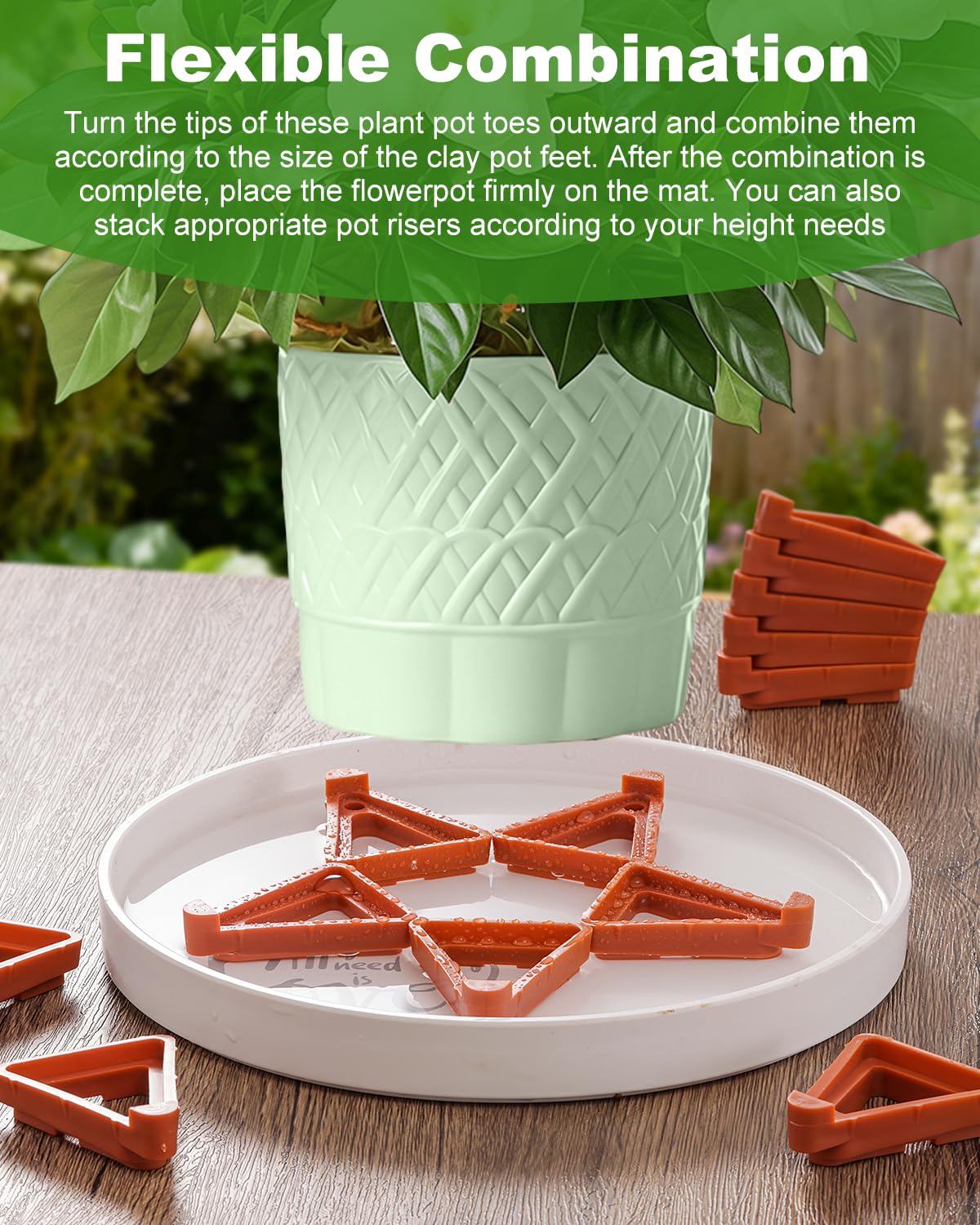 FantasyLife Pot Feet for Outdoor Planters, Invisible Breathable Plant Risers, Moisture-Proof Pot Stands Toes Lifters for Heavy Plants, Stackable Planter Feet for Indoor Outdoor (16pc Orange, Small)
