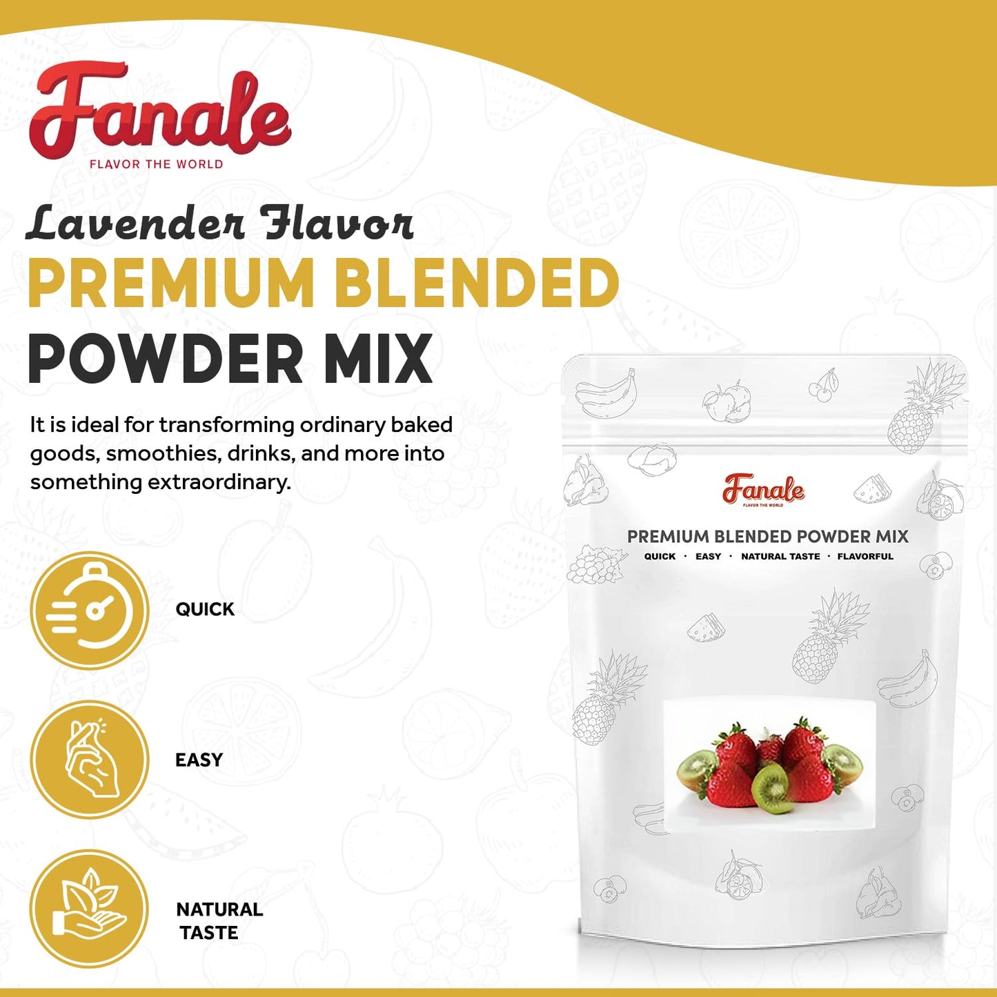 Fanale Premium Lavender Flavoring Powder for Boba Tea| Perfect for Baking, Smoothies, Desserts and Drinks | Instant Boba Bubble Tea Powder - 2.2 Pounds (Pack of 1)