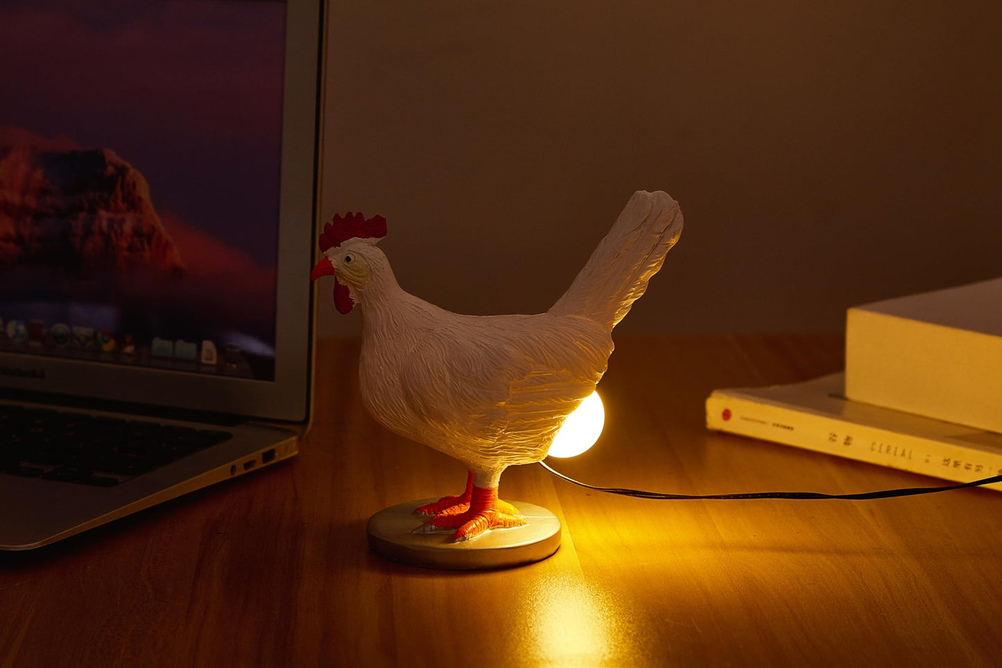 LGY3DLight Chicken Egg Lamp, 3D Resin Chicken Lamp, Funny Chicken Night Light with USB, Colorful Box Packing Birthday Gift (A)