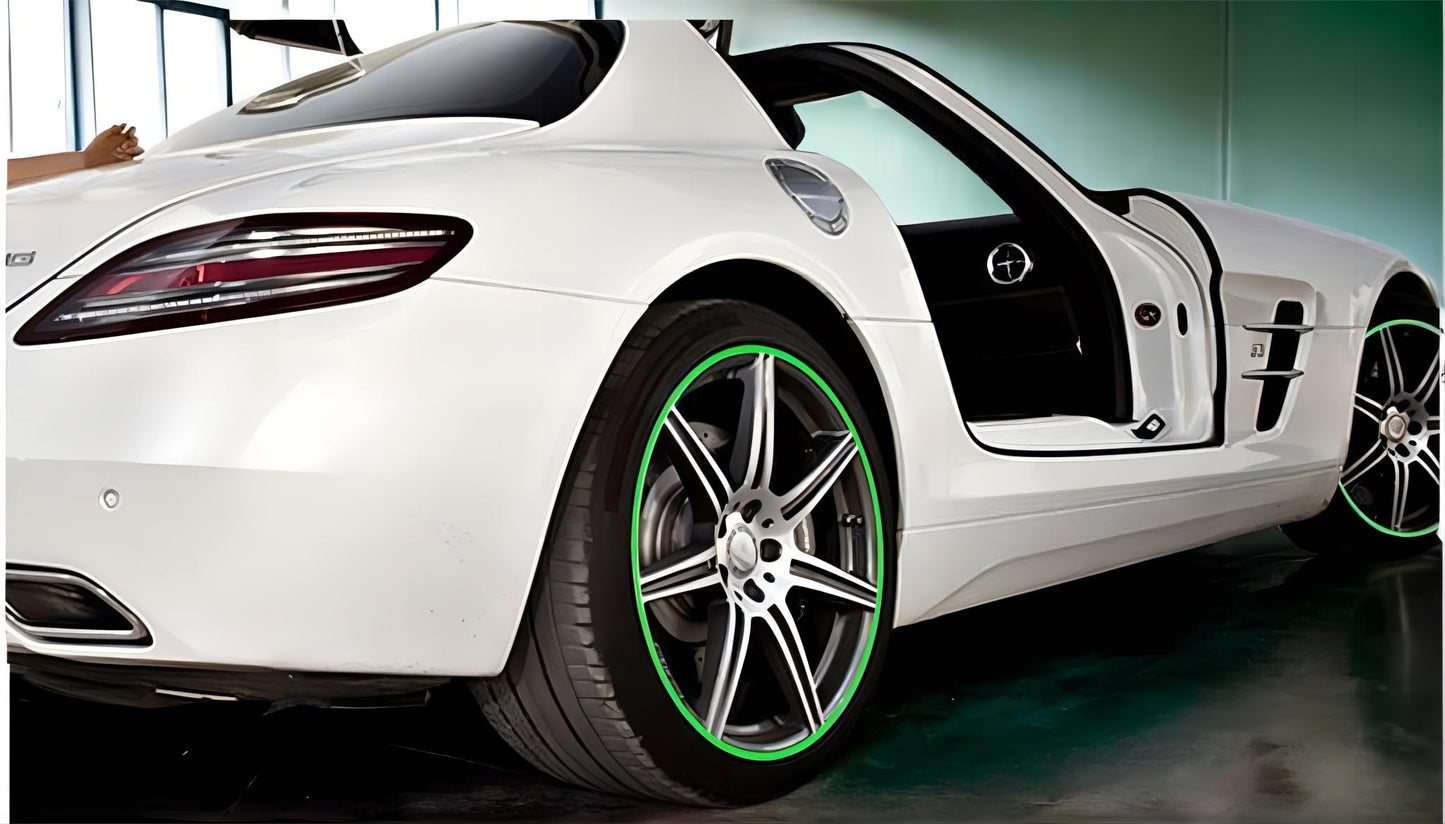 LXQTAO Car Wheel Decorative Strip - Tire Safeguard Ring, Impervious Hub Defender, Adhesive Decoration Line Stickers, Car Modification Accessory (26.25 Foot) (Green)
