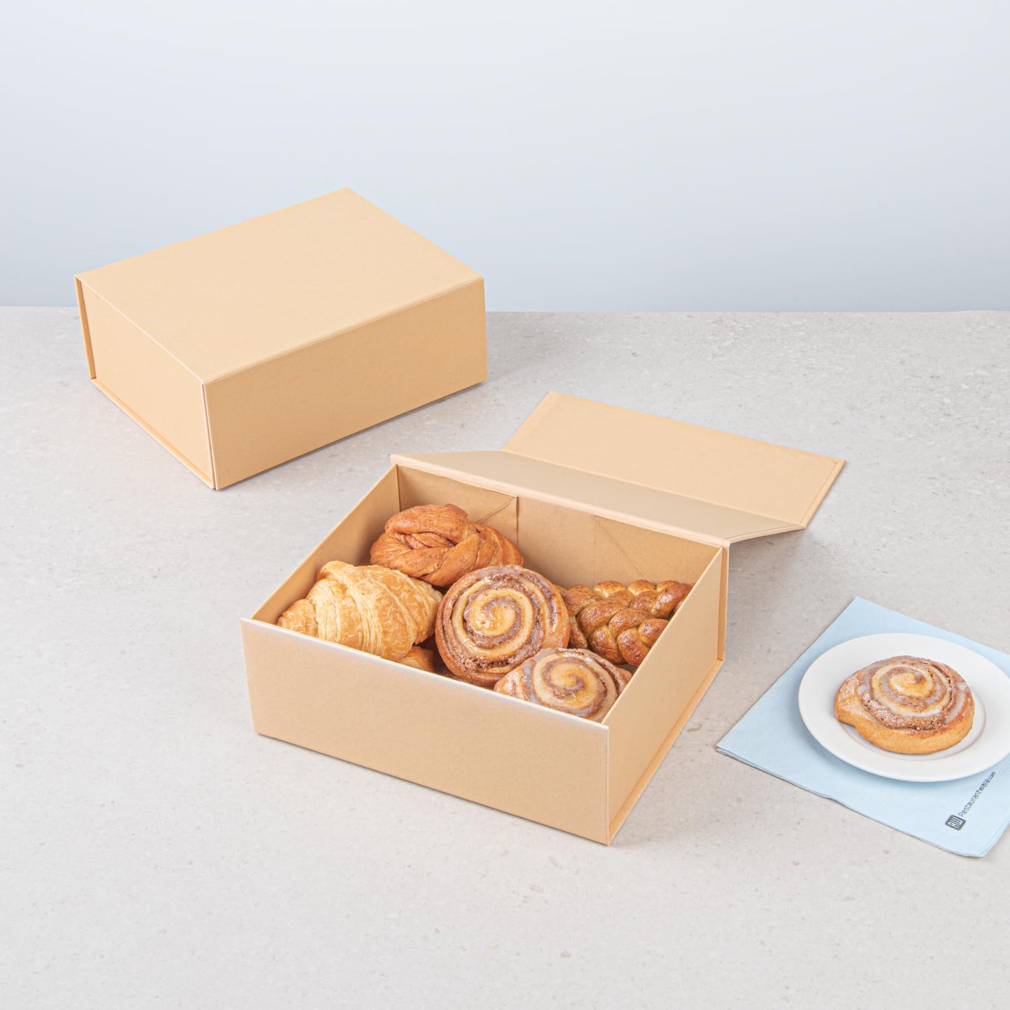 Restaurantware 10.5 x 8 x 4 In Magnetic Gift Boxes, 10 Sturdy Collapsible Gift Boxes - For Groomsman & Bridesmaid Proposals, Built-In Lid, Kraft Paper Luxury Storage Boxes, Food Safe, Grease-Resistant