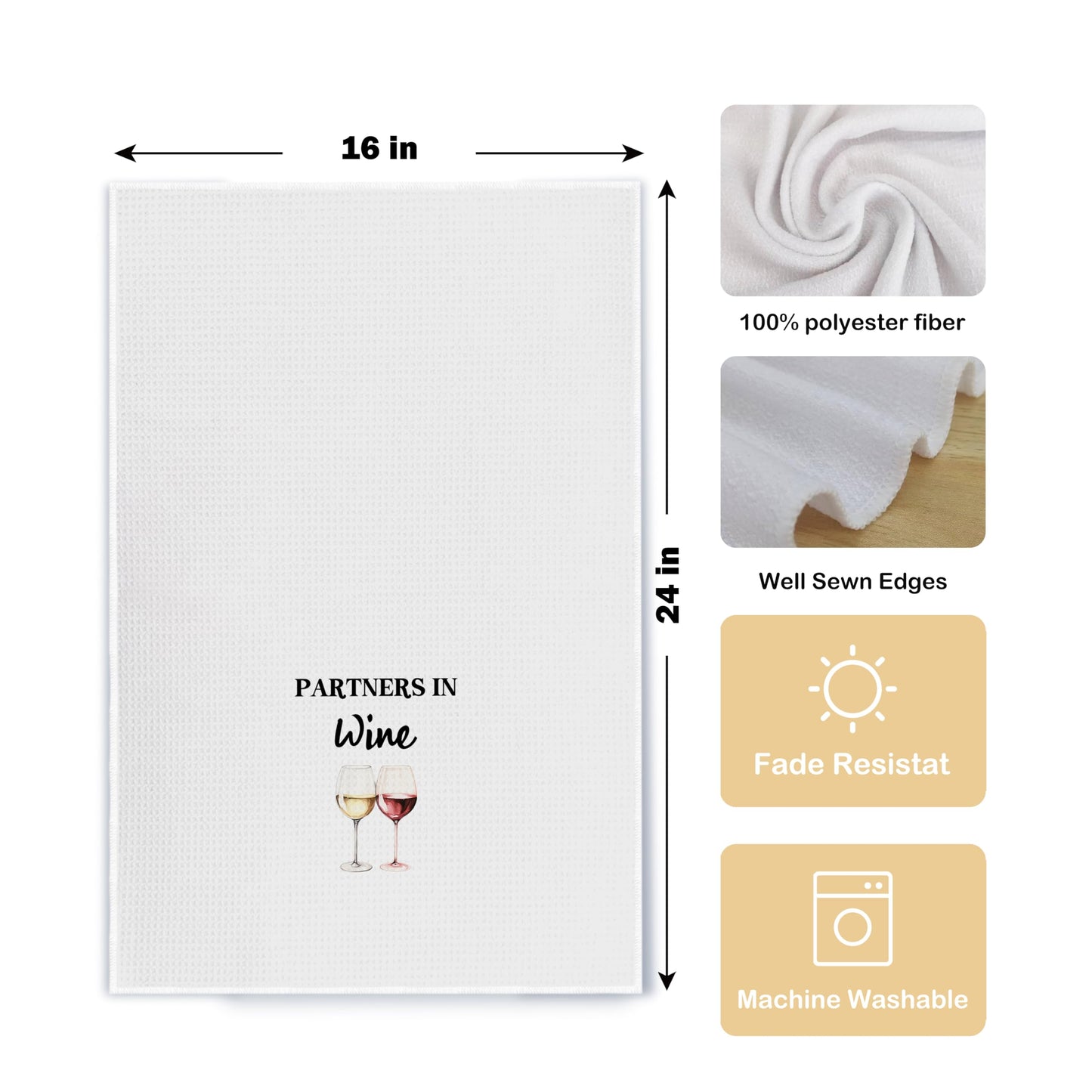 Qpenm Funny Wine Kitchen Towel Set, Decor Gifts for Women & Wine Lovers, Funny Tea Towels, 2 x 16x24 Inch