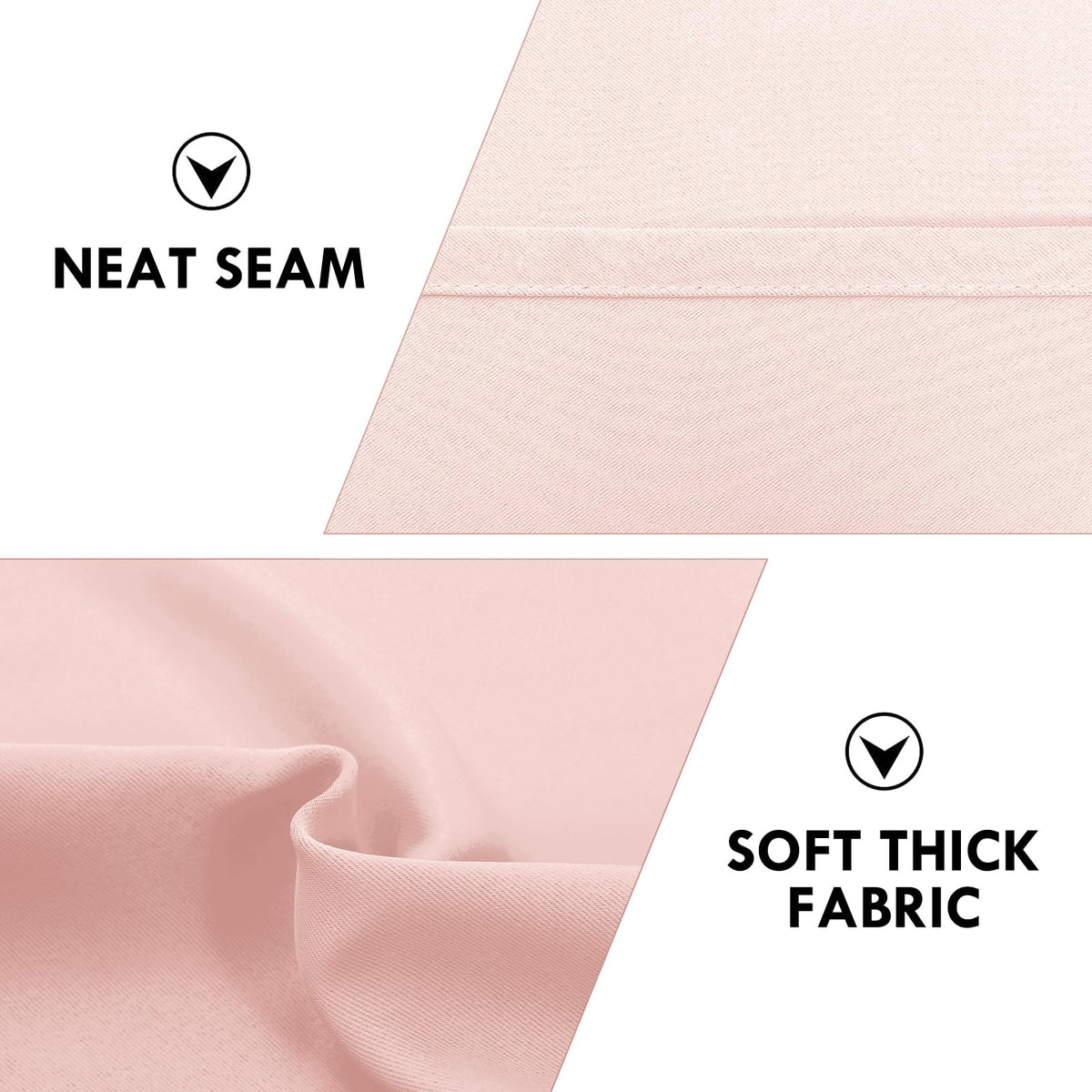 Blackout Curtains for Bedroom 52 x 45 Inch Long Blush Pink 2 Panels (2 Count)