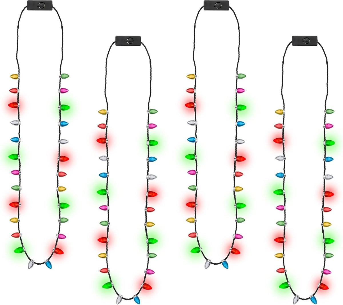 48PCS Christmas Necklaces Accessories, Glow Xmas Necklaces Party Favors, Christmas Lights Necklace 3 Modes Colorful Necklace, Xmas Ugly Xmas New Year Party Supplies Bulk