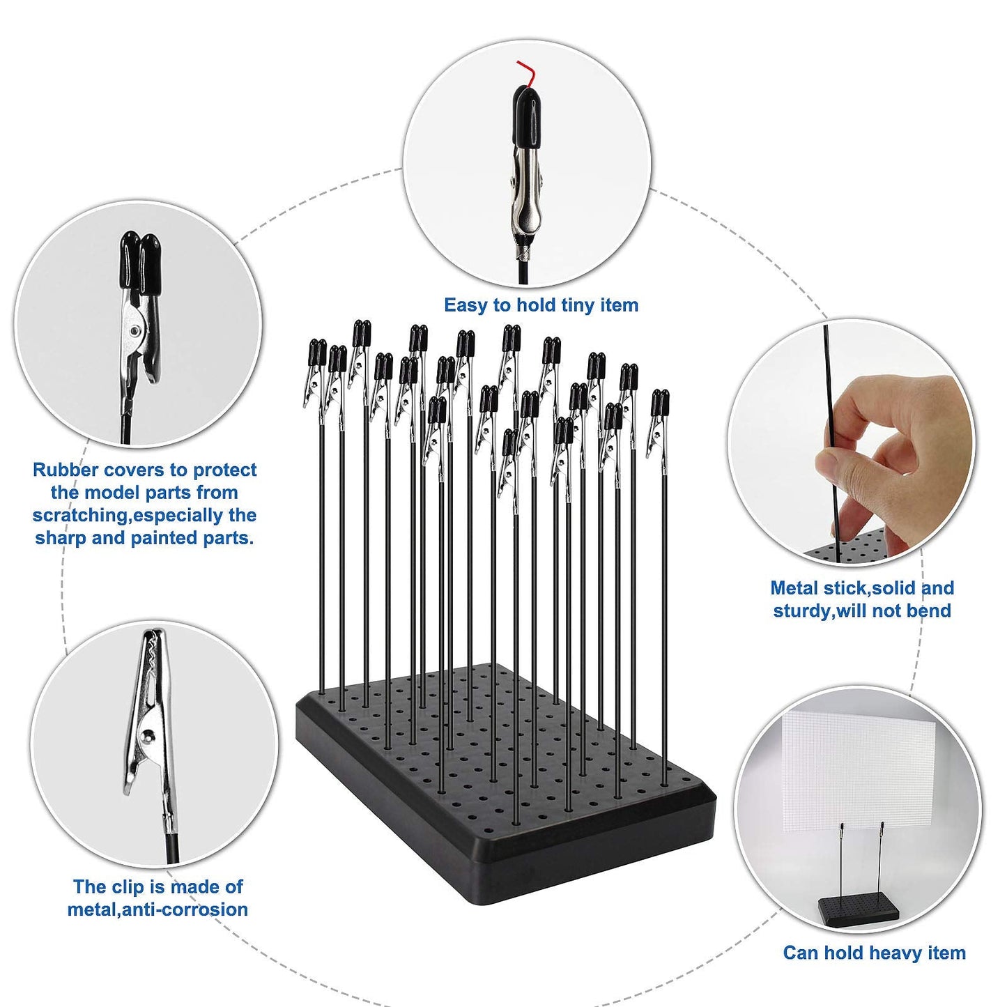 GJJC10B- 2PCS Model Painting Stand Base and 40pcs Alligator Clip Sticks for Airbrush Hobby Model Parts New