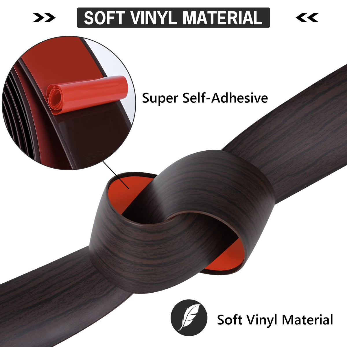 16.4Ft Floor Transition Strip Self Adhesive Vinyl Cover Floor Strip Flat Divider Transition Strip Wood Grain Design for Laminate Floor Gaps and Doorway Transitions (16.4 Foot)