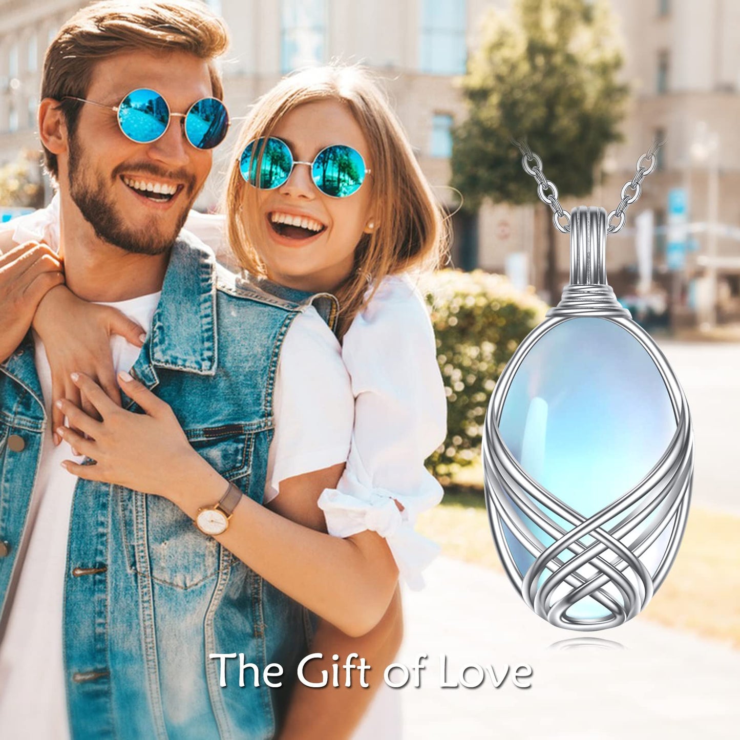 YAFEINI 925 Sterling Silver Moonstone Necklace Filigree Teardrop Pendant Necklace Jewelry for Women(E-Oval Moonstone Necklace)