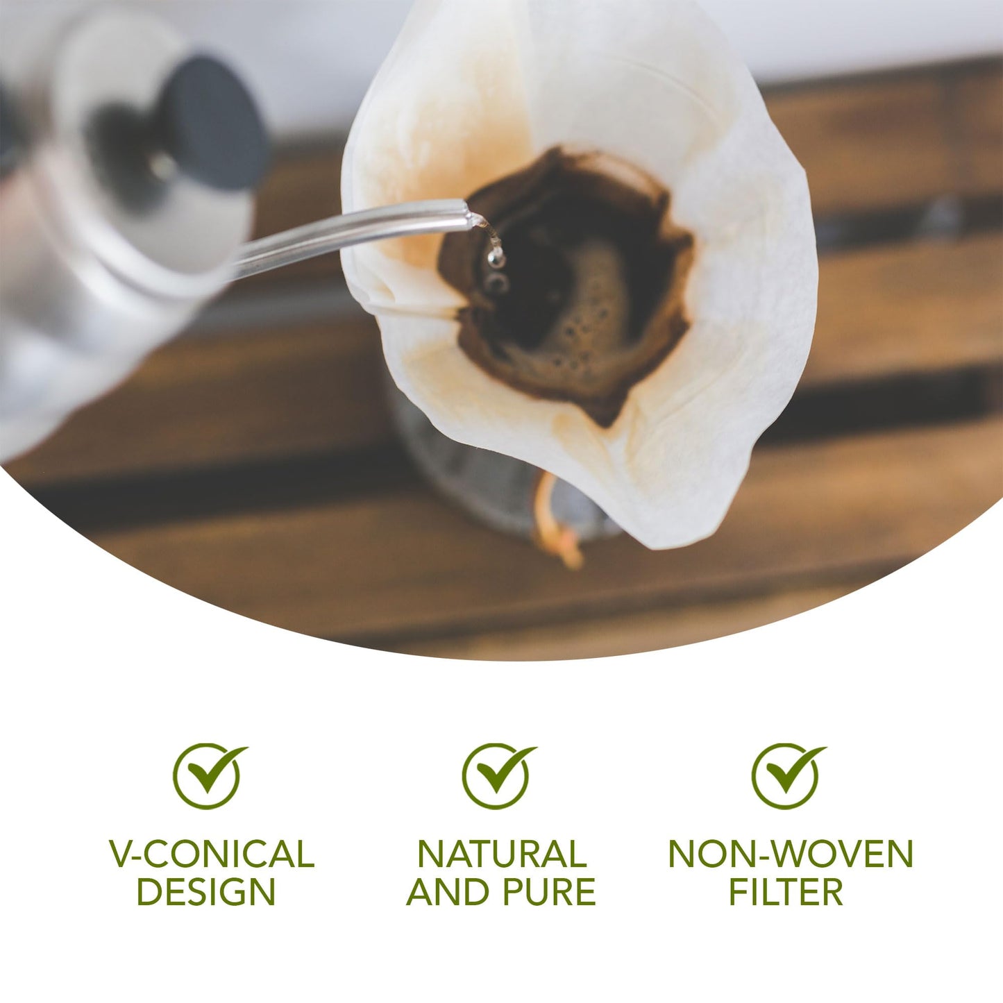 100 Filter Papers Premium Grease Container 10 Inch Spoon Oil Filter Kitchen Cooking Reusable Strainer Separator Holder Deep Fryer Paper Food Cones Maple Syrup Pot Frying Cone Tray Lid (2)
