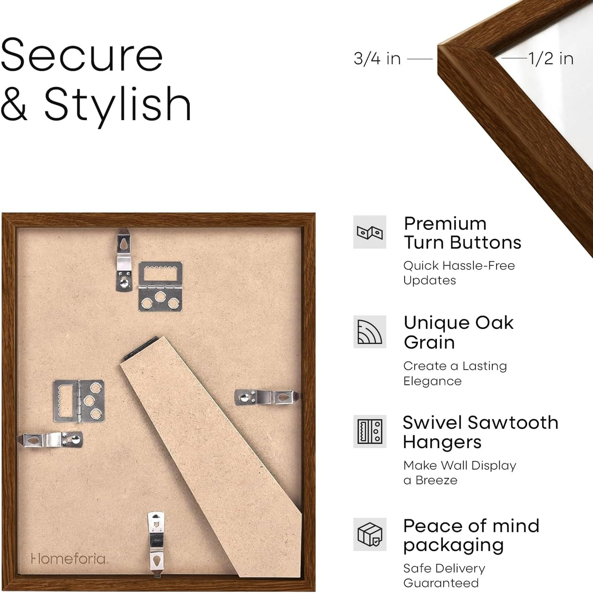 Homeforia 8.5x14 Marriage License Frame Brown, High End Dark Oak 8.5 x 14 Certificate Frames, 8.5by14 Walnut Wood Frame for Wall & Tabletop, 8.5 by 14 Wooden Frames, Tempered Glass, Wall Kit, Set of 1