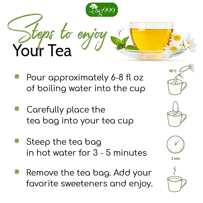 TOG999, Premium 120 Holy Basil Leaf Tea Bags, 100% Natural & Pure, Loose Leaf Herbal Tea. Holy Basil Leaf Tea. No Sugar, No Caffeine, No Gluten, Vegan.