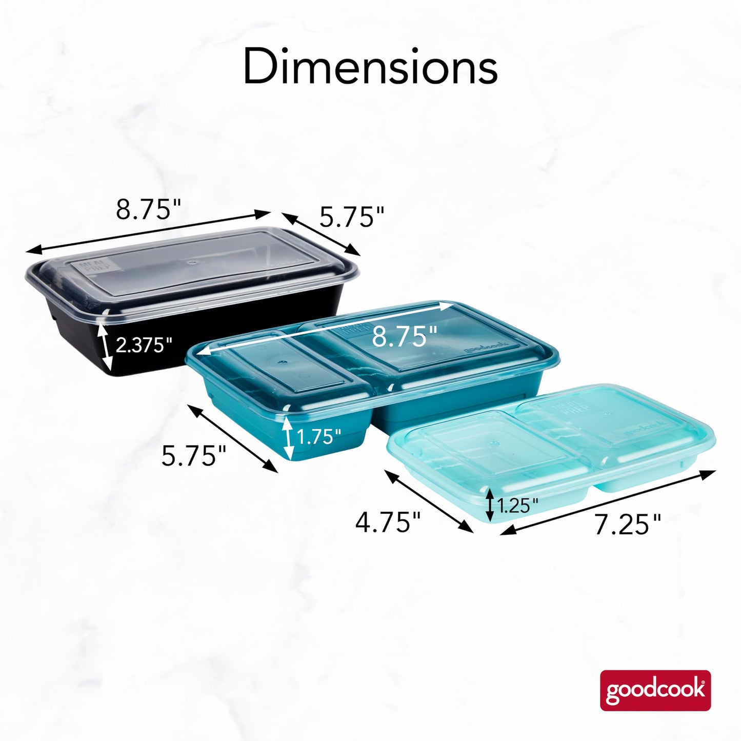 GoodCook Meal & Snack Prep Container Set, Includes Embossed Measurements & Color Coordinated Lids, Made Without BPA, 60-Piece Set