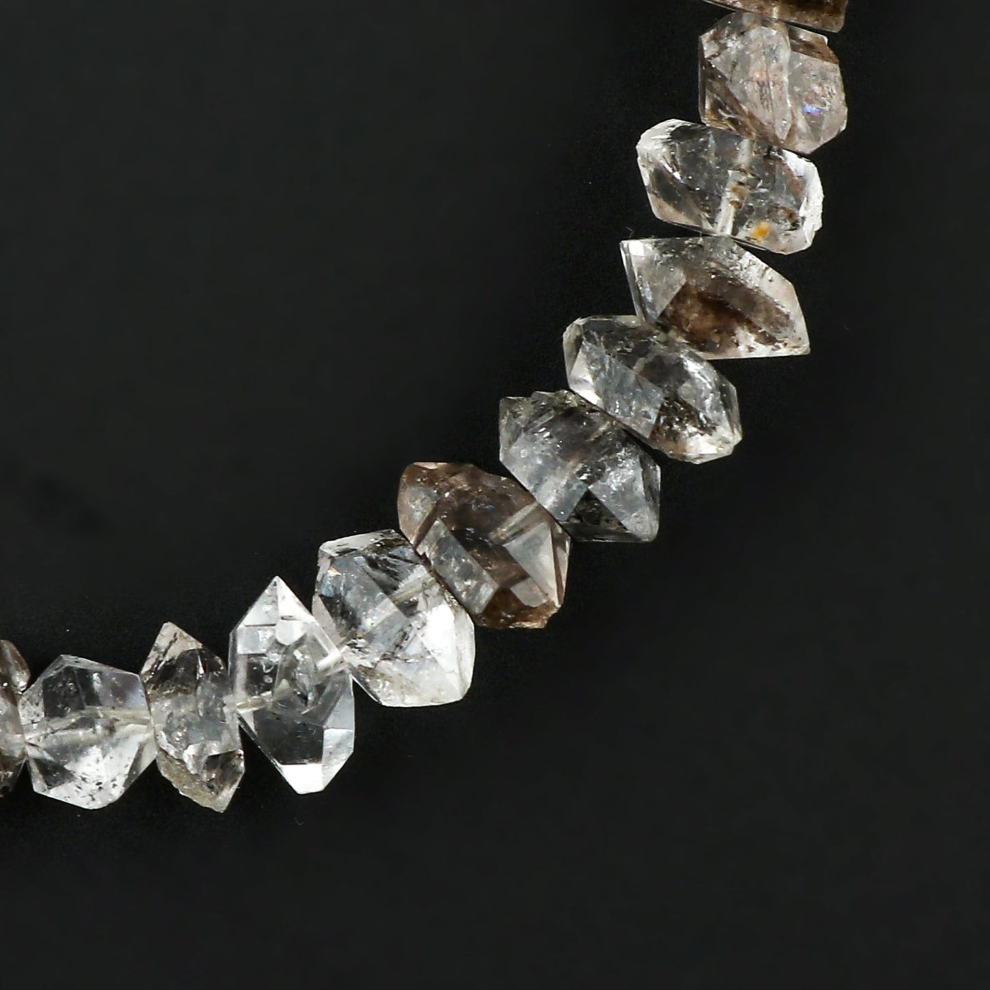 CRYSTALINES Natural Raw Black Herkimer Diamond Quartz Gemstone Bracelets, Rough Quartz Stones Dainty Handmade Boho Bracelet, Healing Crystals Silver Plated Jewelry, Christmas Gift