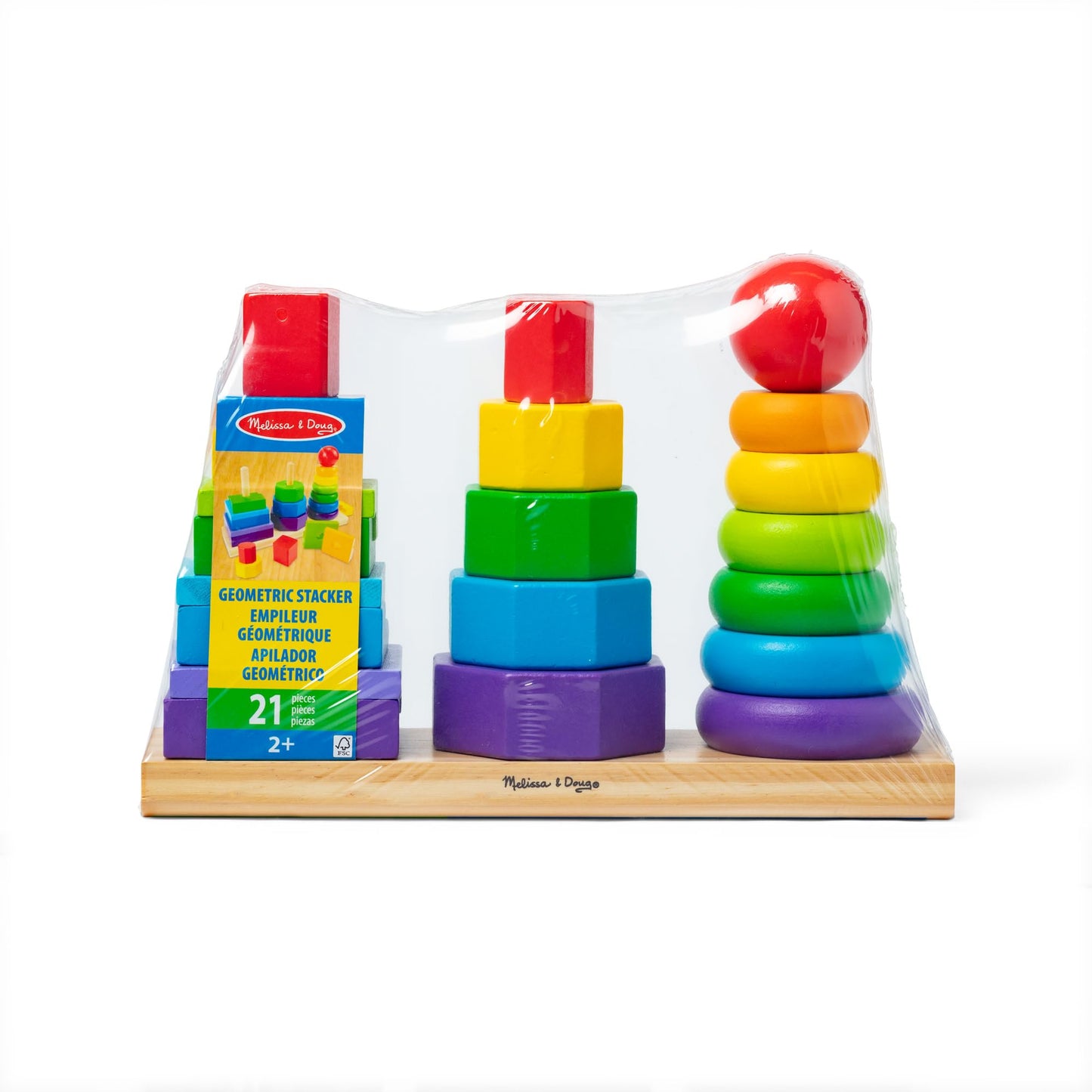 Melissa & Doug Geometric Stacker - Wooden Educational Toy,25 count(pack of 1)