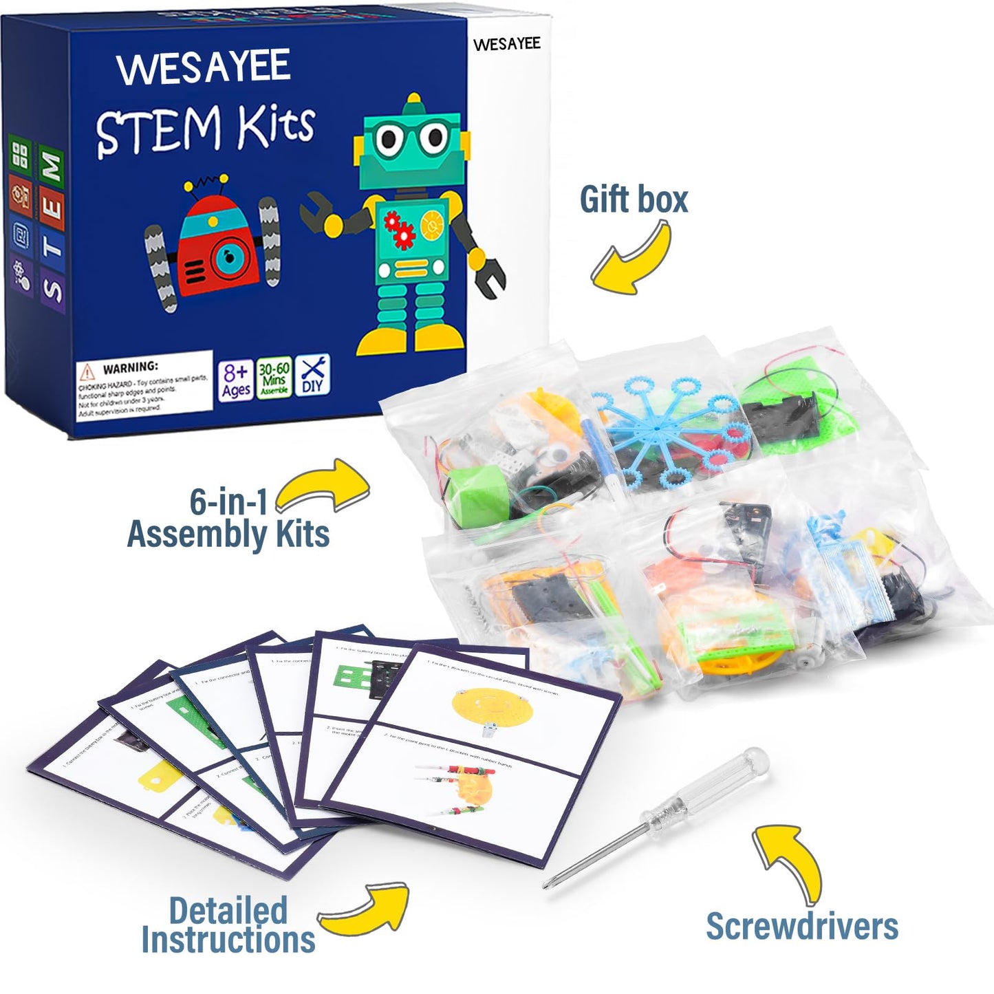 Science STEM Kits for Kids Age 8-12 6-8 12-14 10-12, STEM Toys for Ages 8-13, Boys Girls Crafts, Electronic Robotic Projects Experiments Engineering Activities, DIY Coding Robots 6 7 8 + Year Old