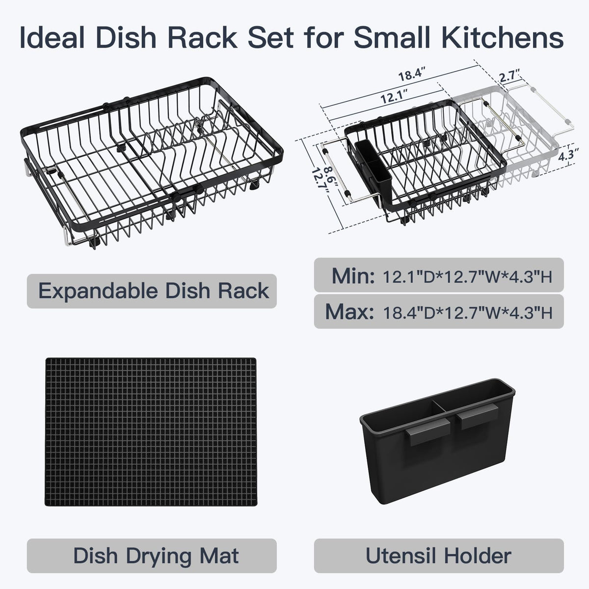 Dish Drying Rack Over The Sink with Utensil Holder