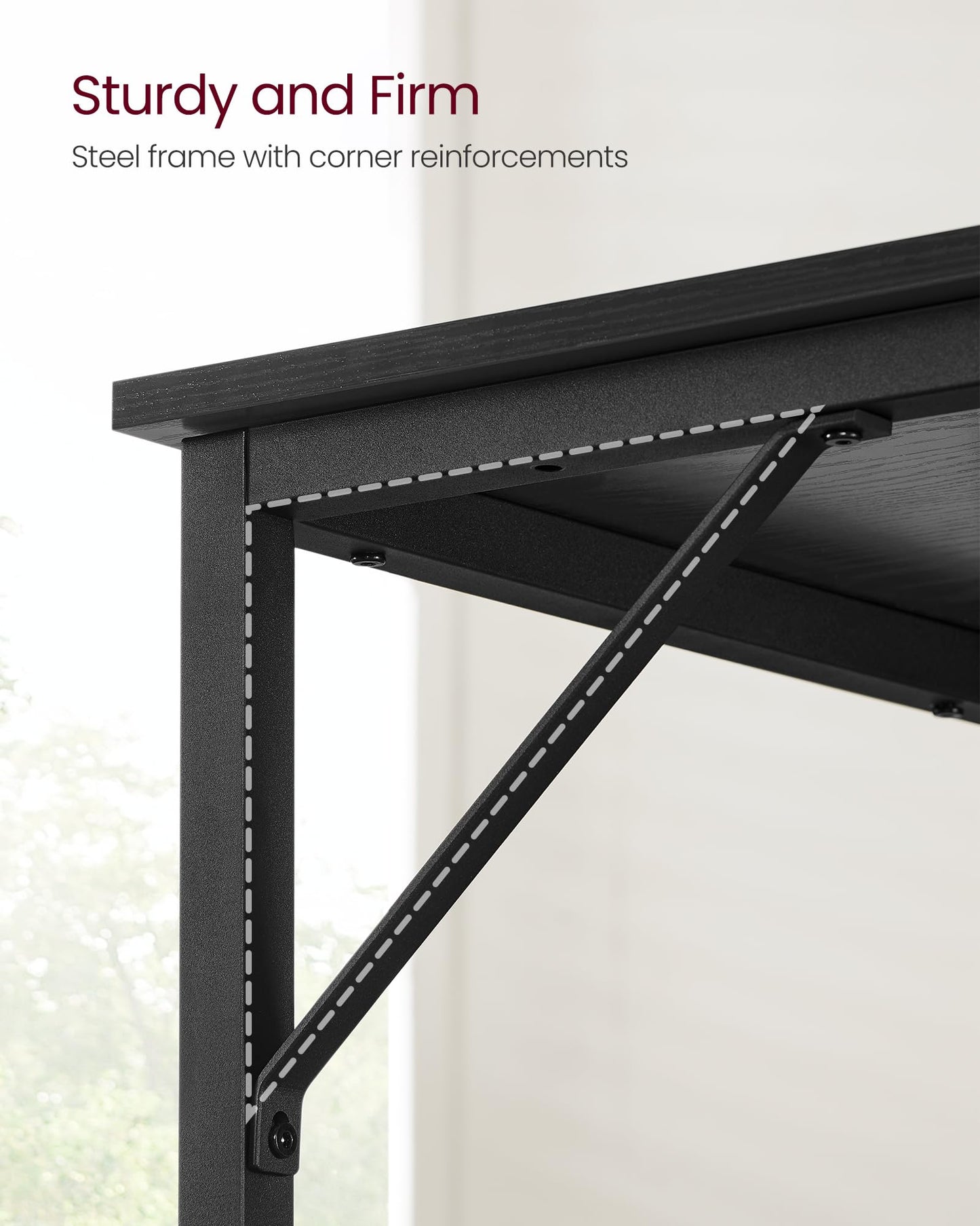 VASAGLE Computer Desk, Office Work Desk, 39.4 x 19.7 x 29.9 Inches, for Study, Bedroom, Home Office, Living Room, Ebony Black and Ink Black ULWD041B56