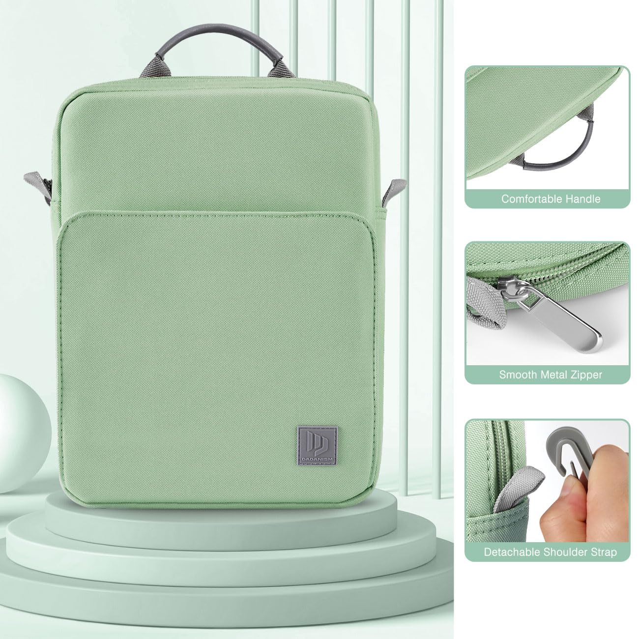 Dadanism 9-11 Inch Tablet Sleeve Bag Carrying Case with Shoulder Strap for iPad (A16) 11", iPad 10th Gen 10.9", iPad Air M4/Pro M5 11", iPad 9/8/7th 10.2", Galaxy Tab A11+ Plus 11", Dark Green