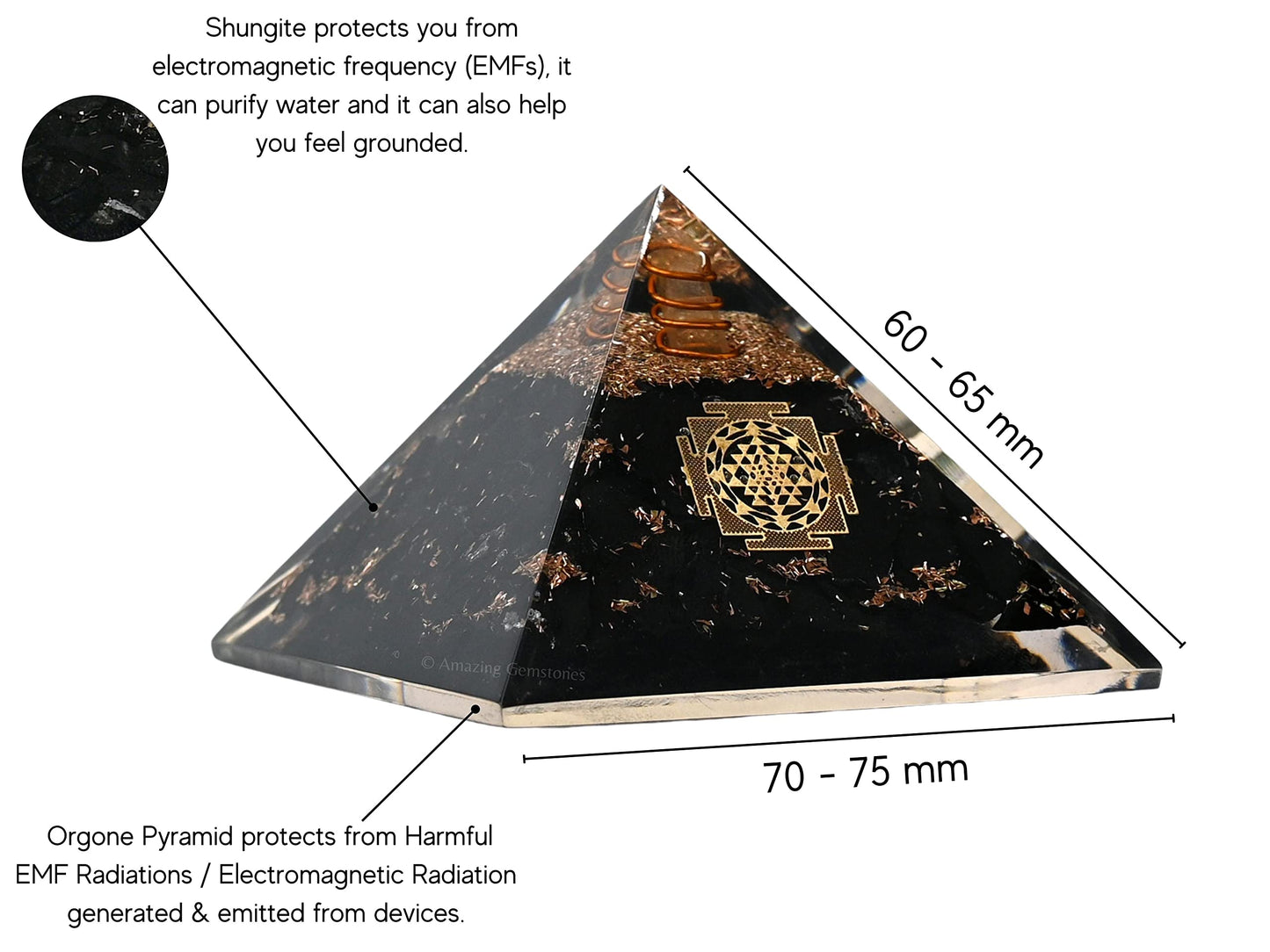 Amazing Gemstone Large Black Tourmaline Orgone Pyramid Crystal, Sri Yantra Orgonite Pyramid, Positive Energy Healing
