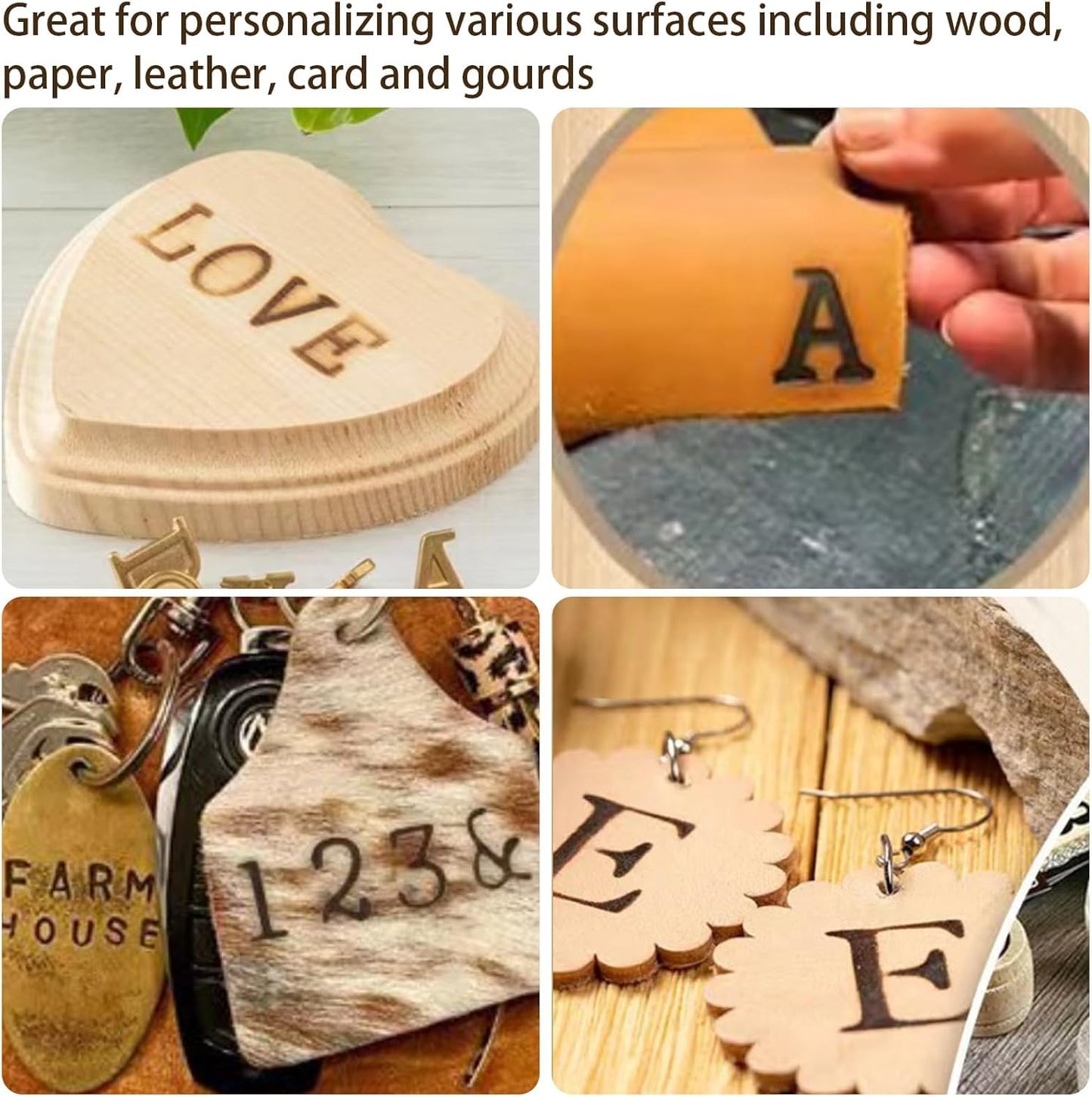 Wood Burning Letters Tips,Uppercase Alphabet HotStamps Set for Branding and Personalization of Wood, Leather, and Other Surfaces, Letter