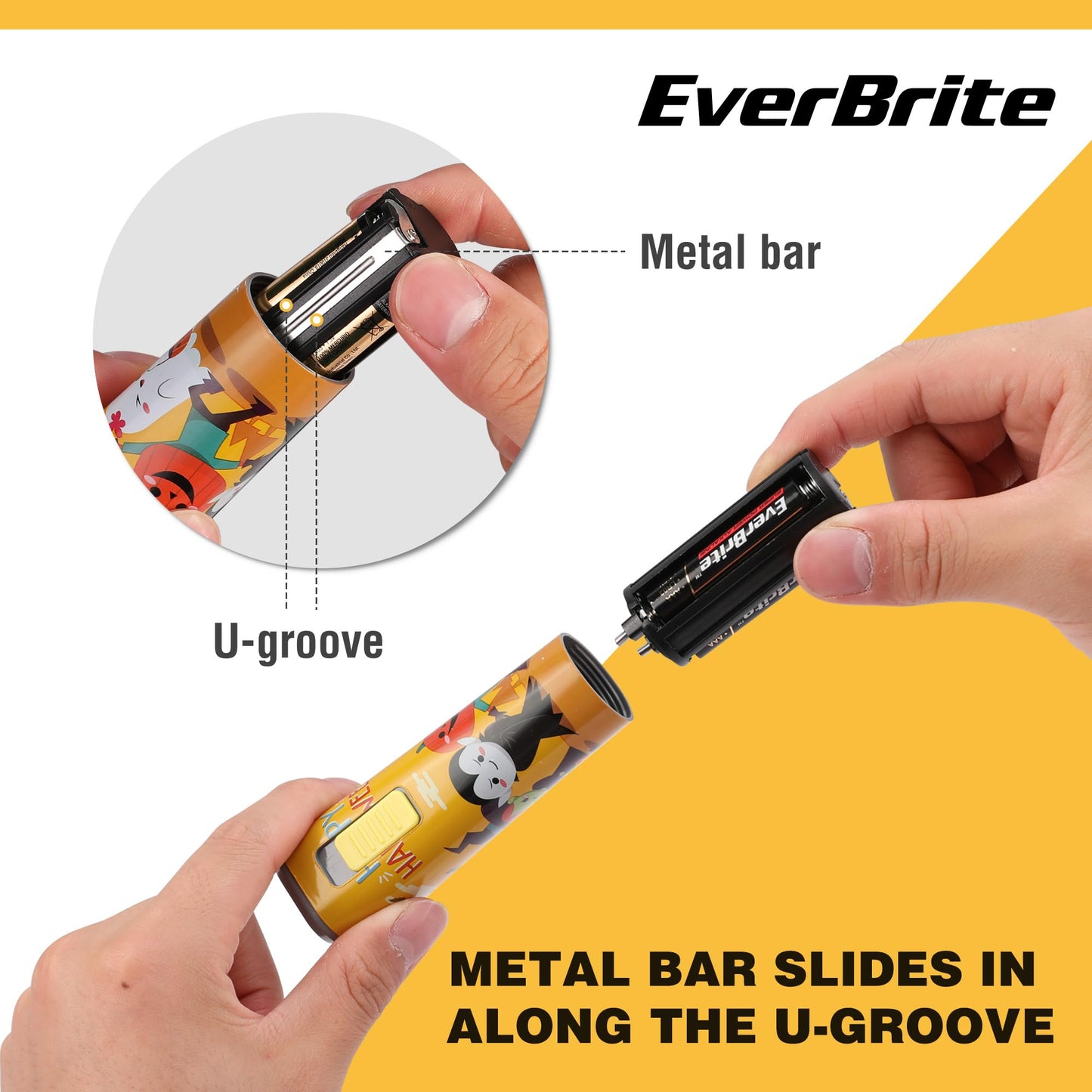 EverBrite 4-Pack Halloween Flashlights Halloween Gifts, Small LED Flash Light Handheld Torch with Lanyard 12AAA Battery Included, Mixed Color, E012070AE